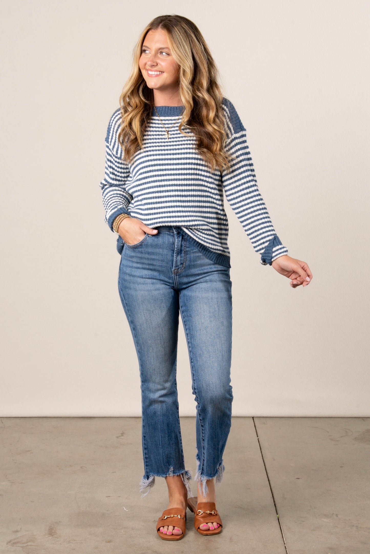 Ellie Striped Boat Neck Sweater
