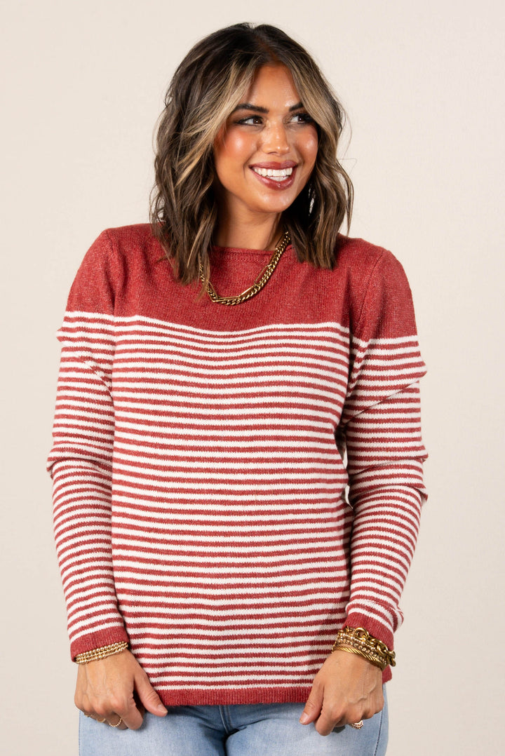 Samantha Striped Boat Neck Sweater