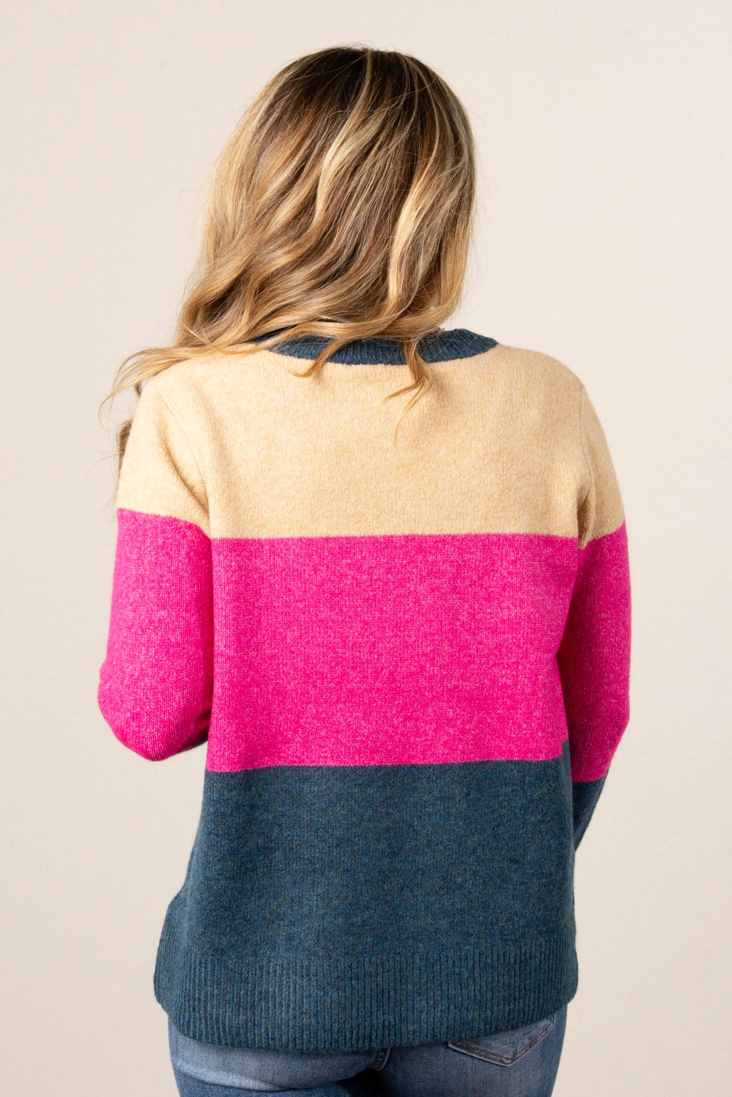 Dani Color Block Stitch Accent Sweater
