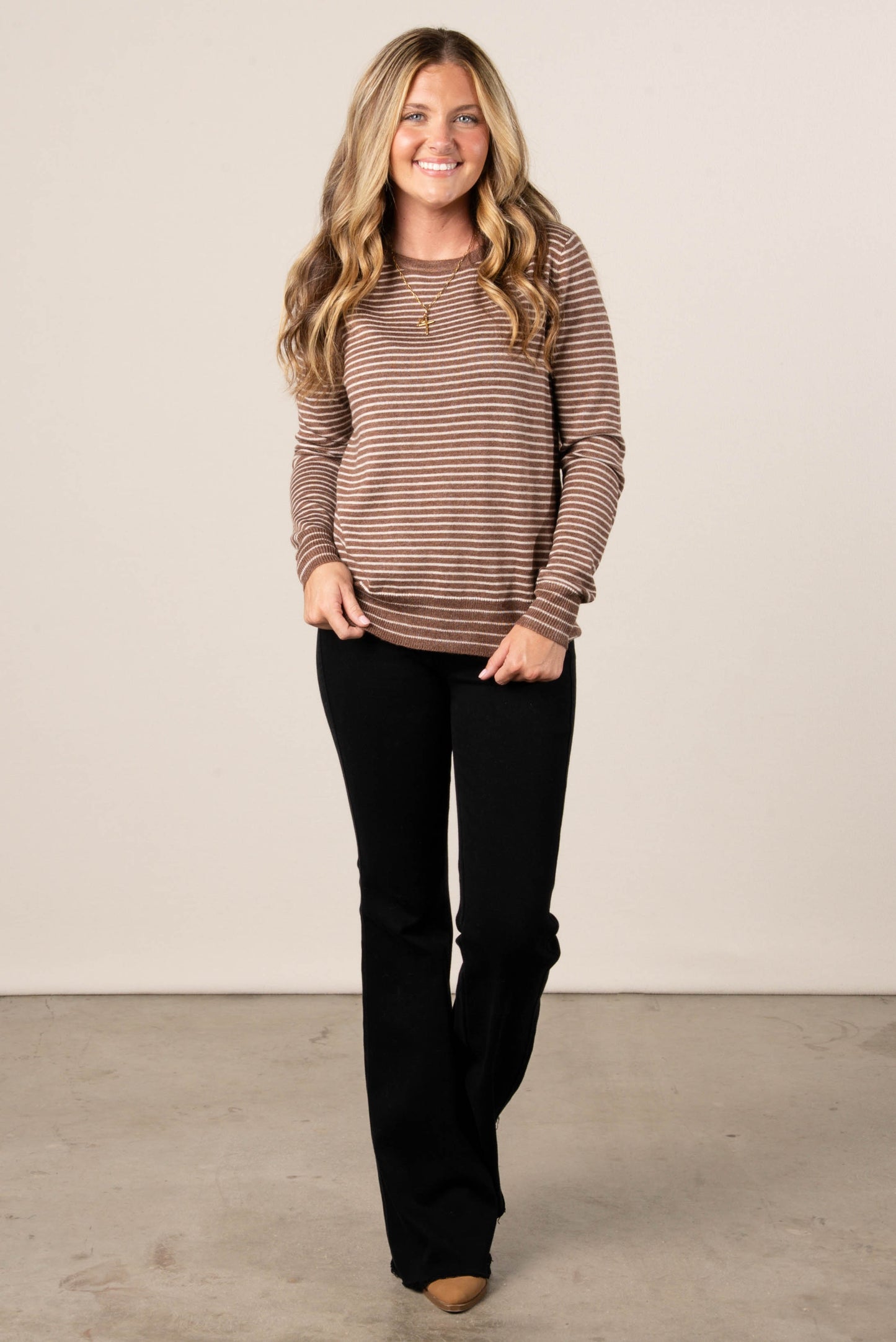 Debbie Striped Banded Hem Sweater