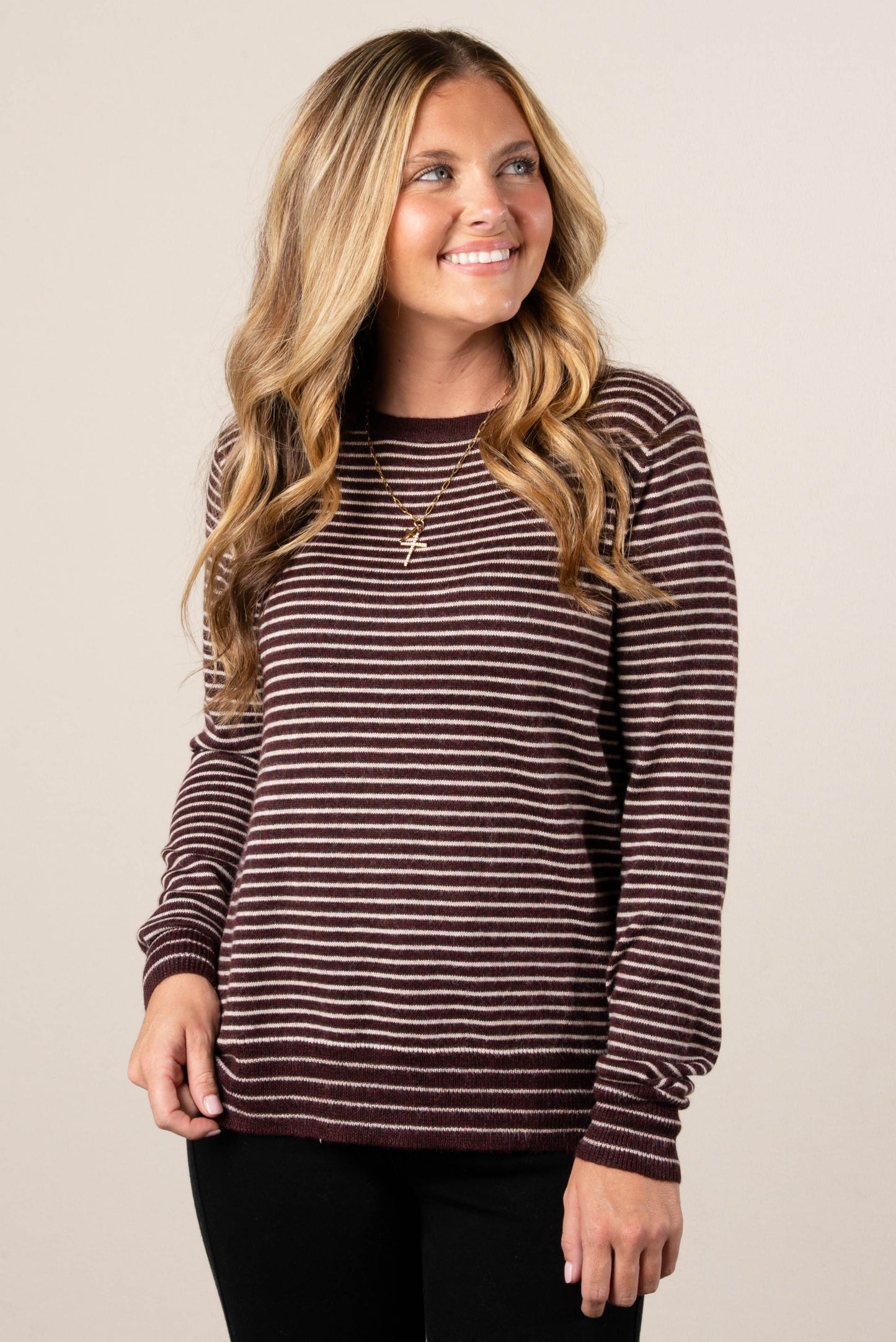 Debbie Striped Banded Hem Sweater