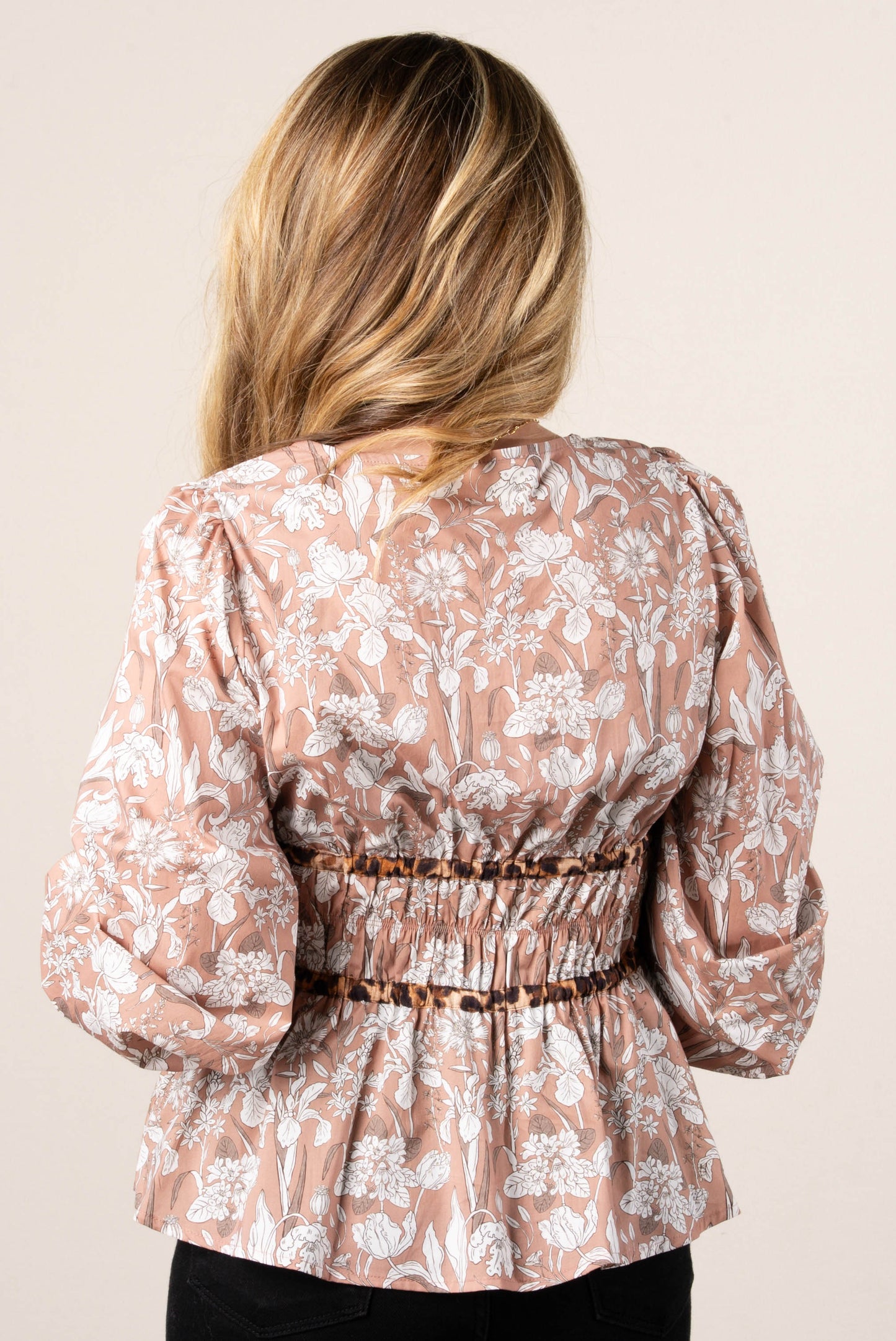 Sarah Floral + Leopard Peplum Top