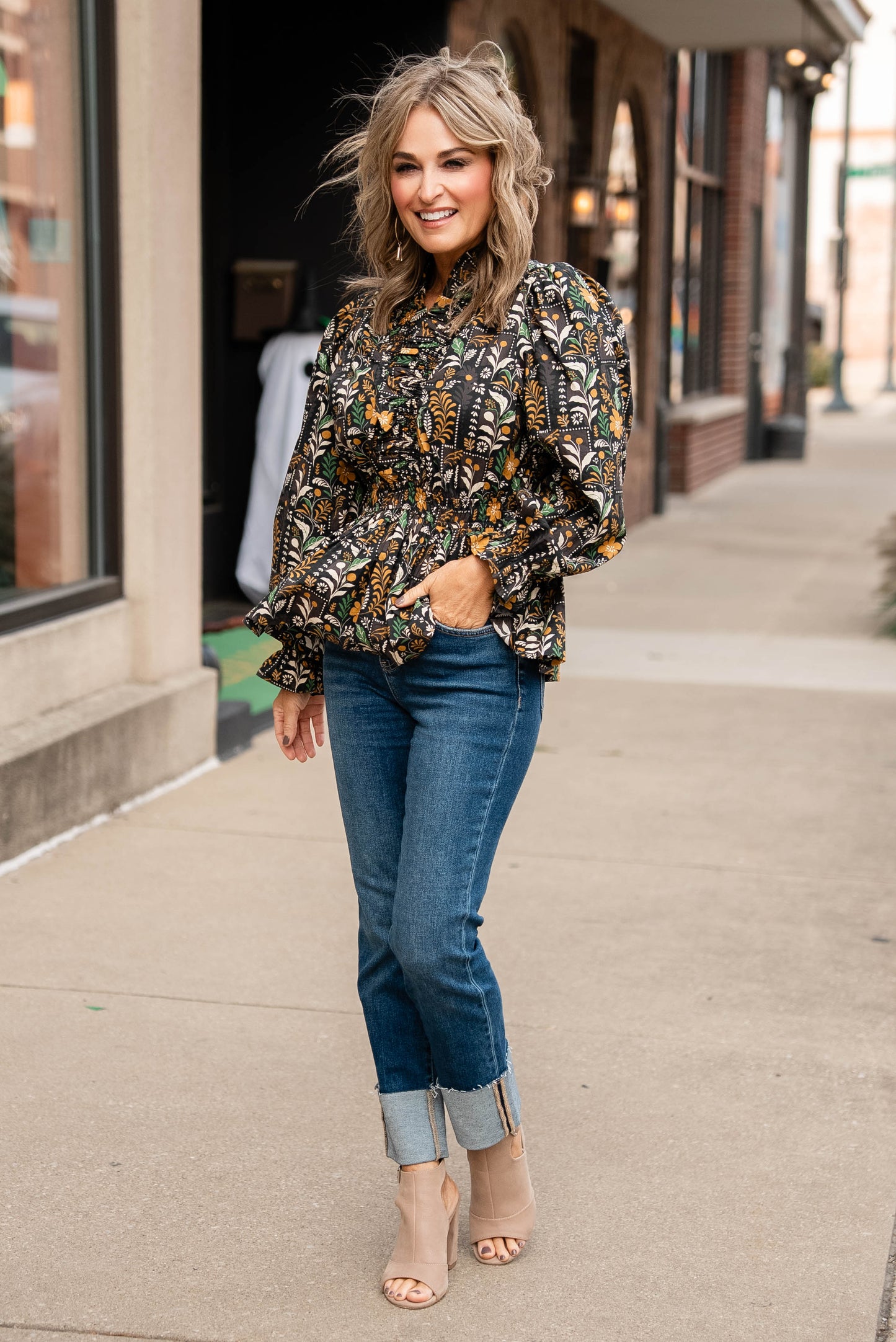 Pauline Floral Ruffled Peplum Top