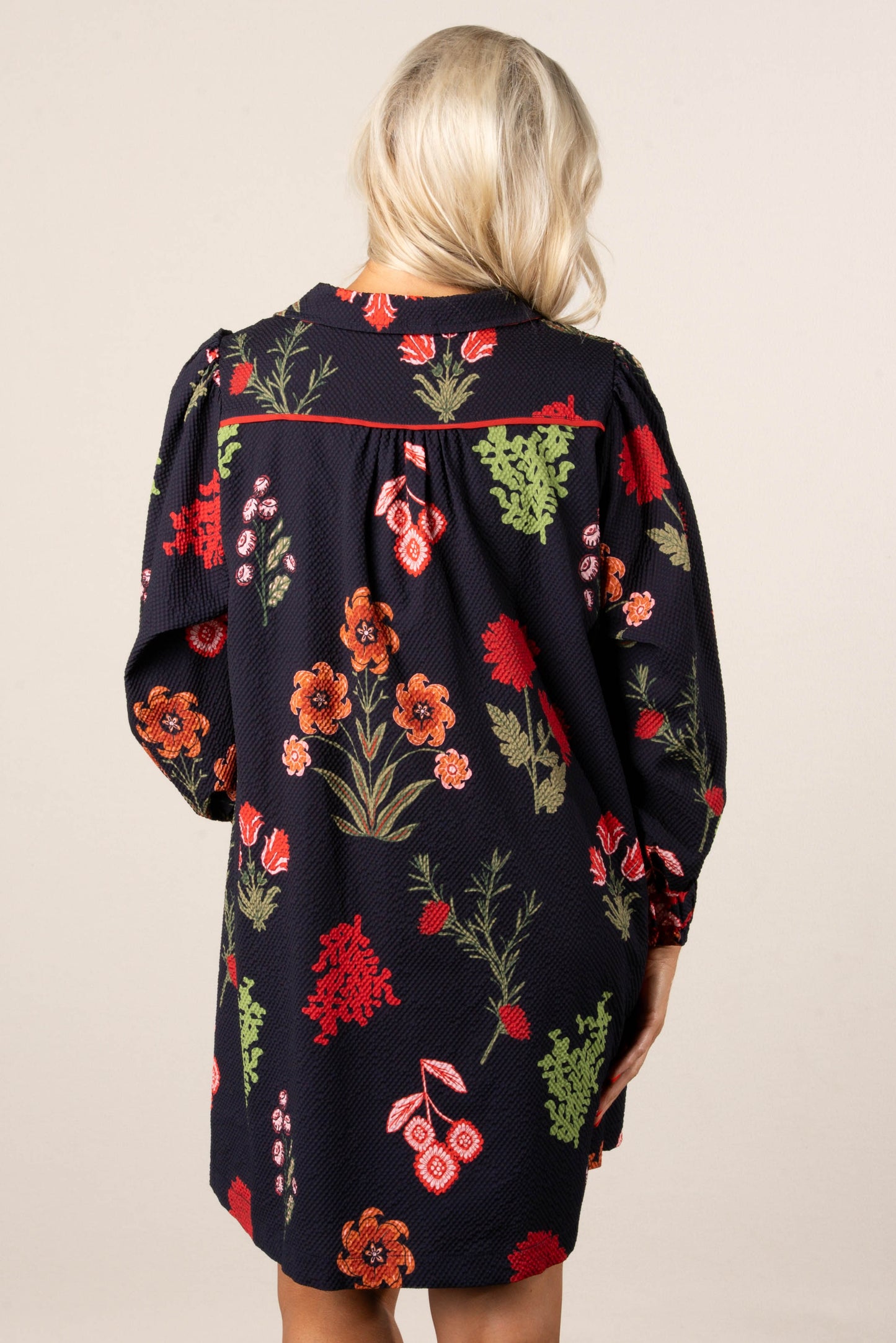 Violet Textured Floral Collared Dress