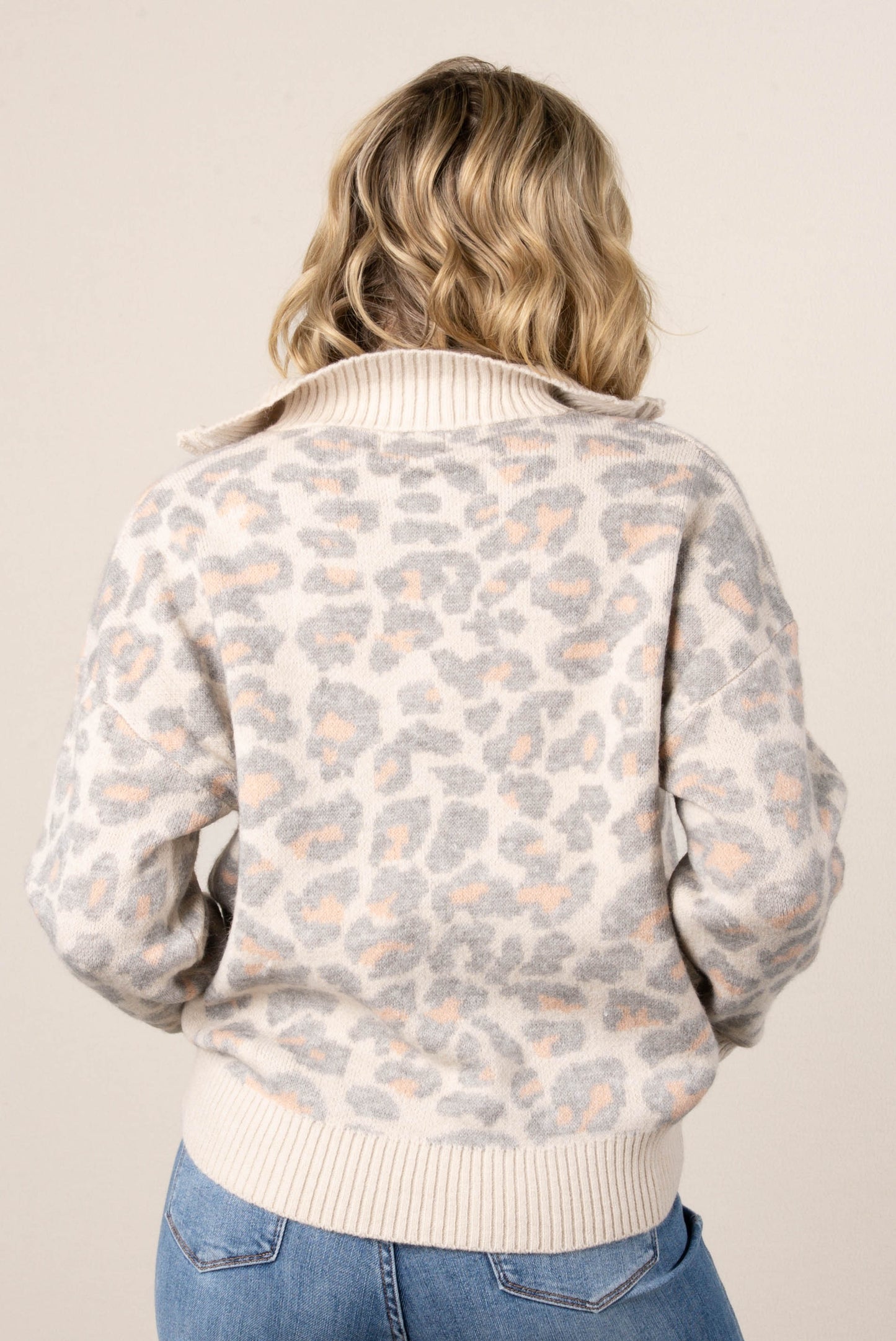 Francesca Leopard Knit Half Zip Sweater