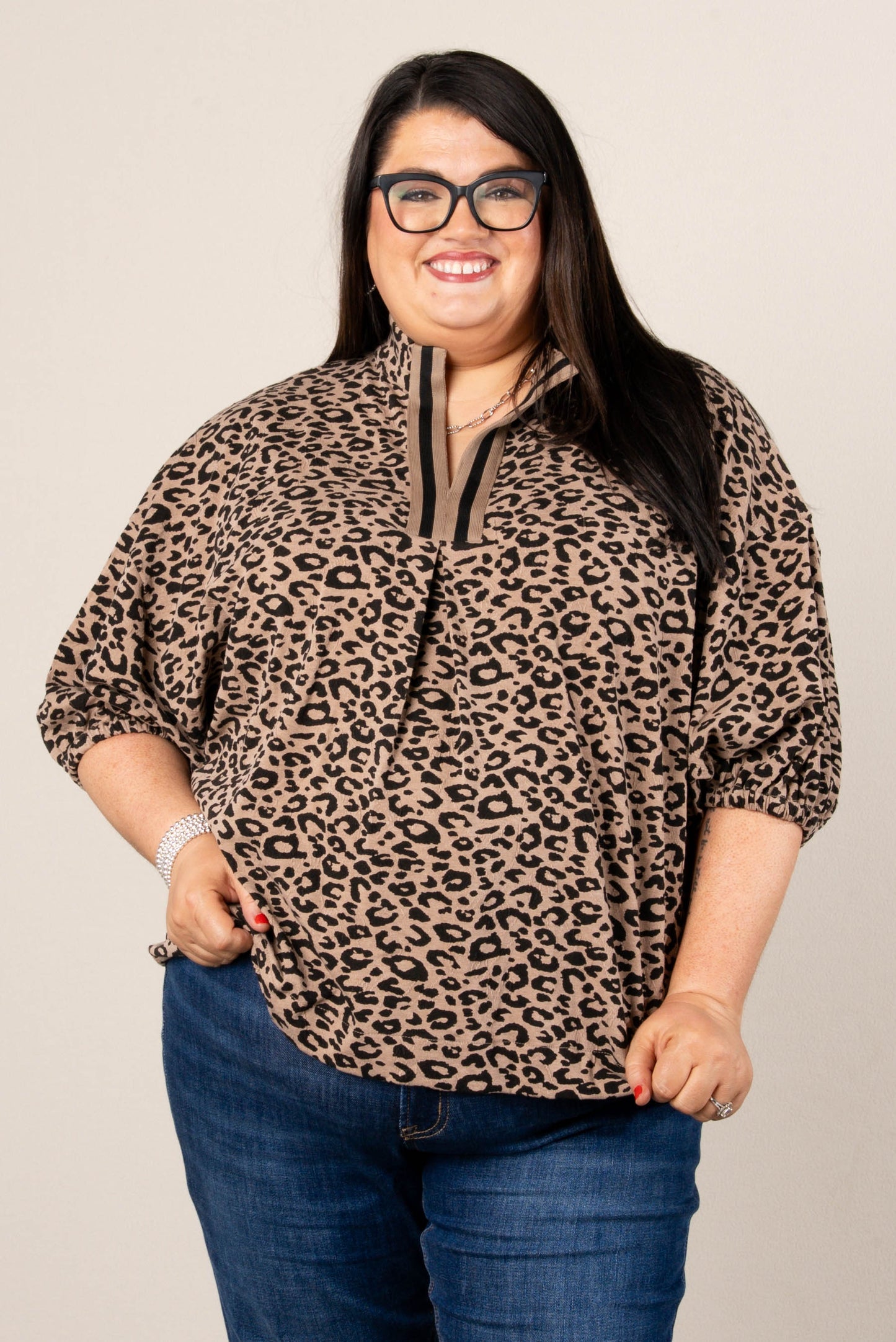 Brooke Leopard High Neck Blouse