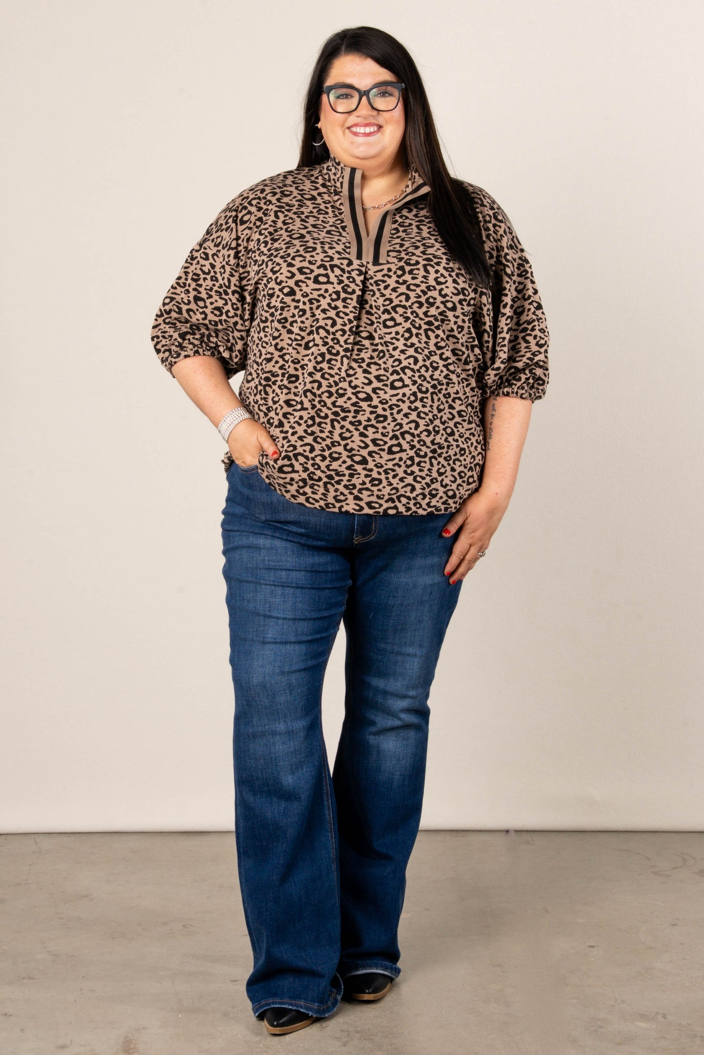 Brooke Leopard High Neck Blouse