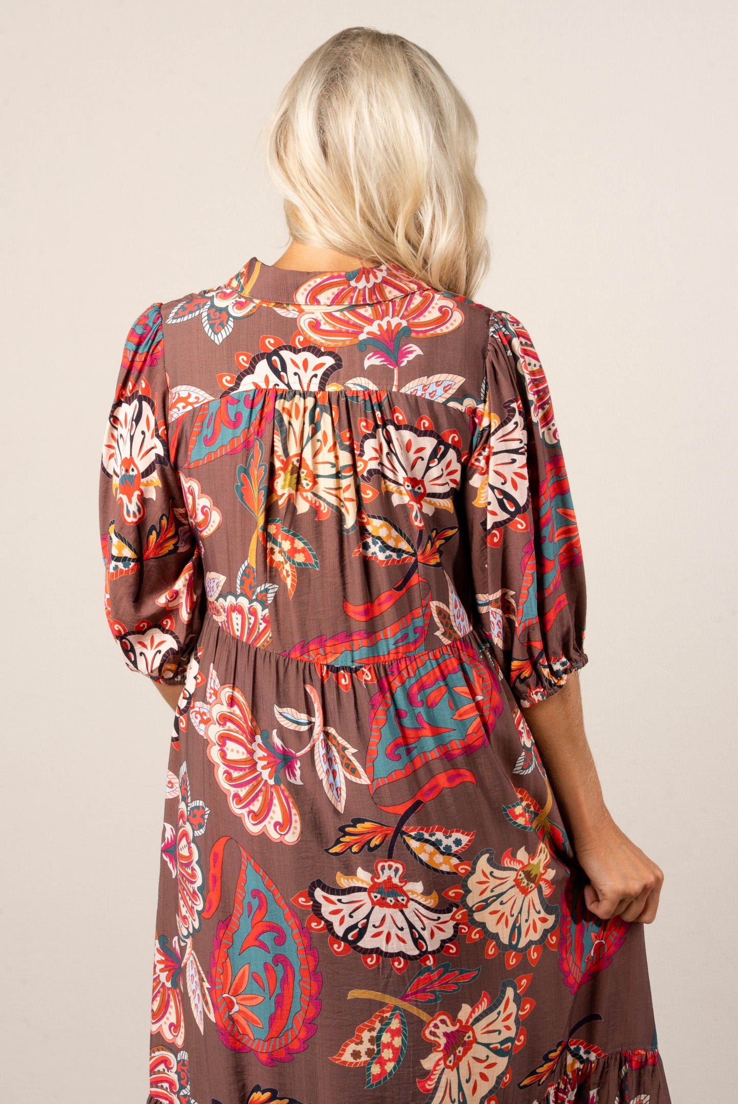 Lena Floral Tiered Midi Dress