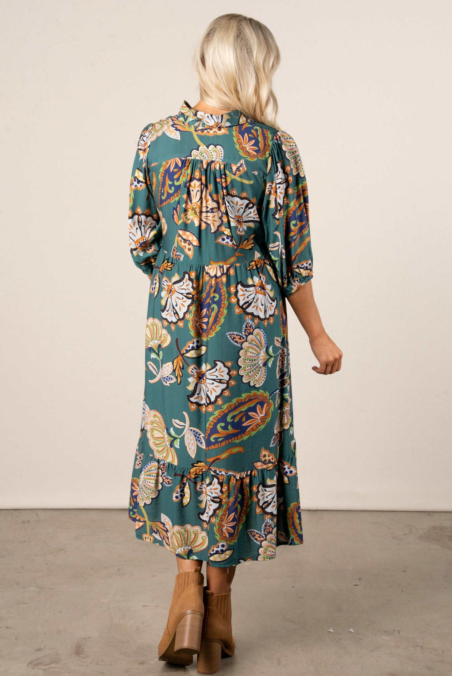 Lena Floral Tiered Midi Dress