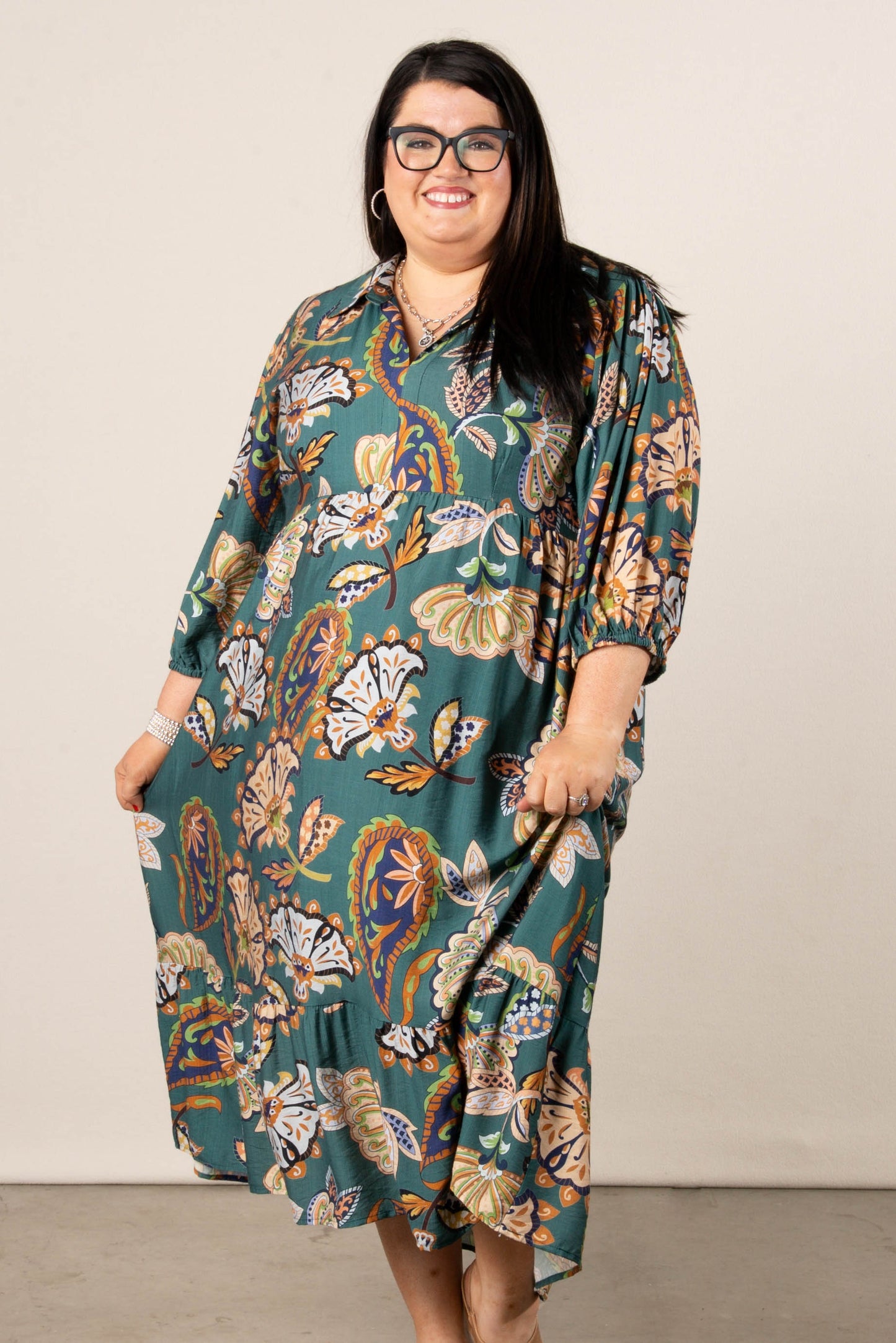 Lena Floral Tiered Midi Dress
