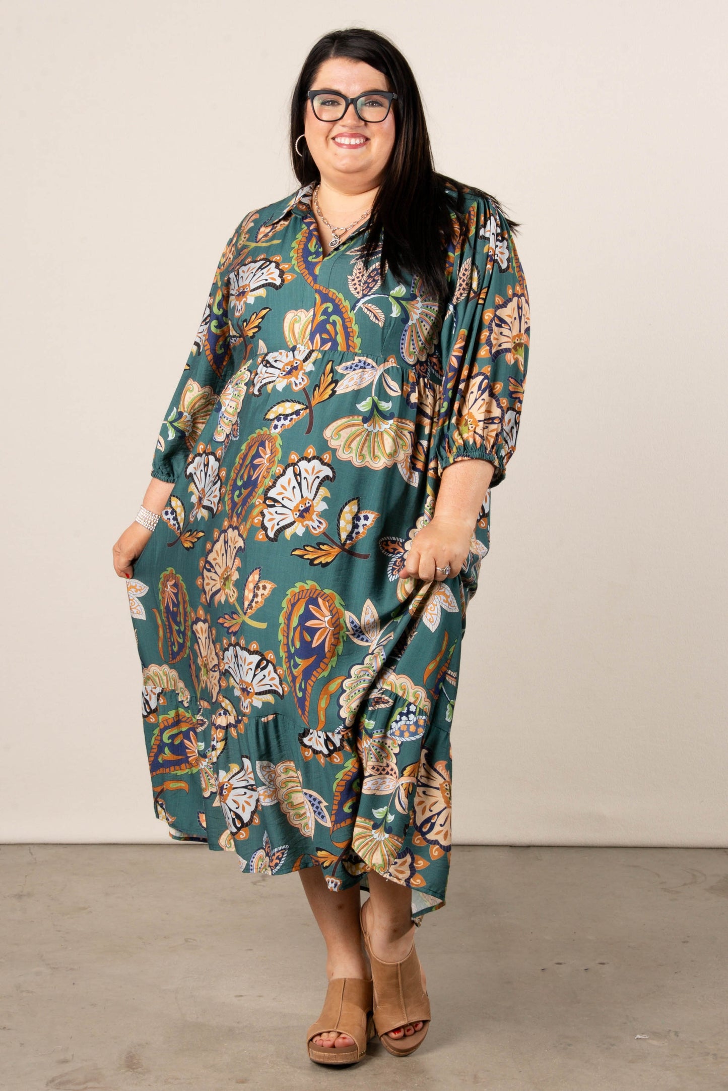 Lena Floral Tiered Midi Dress