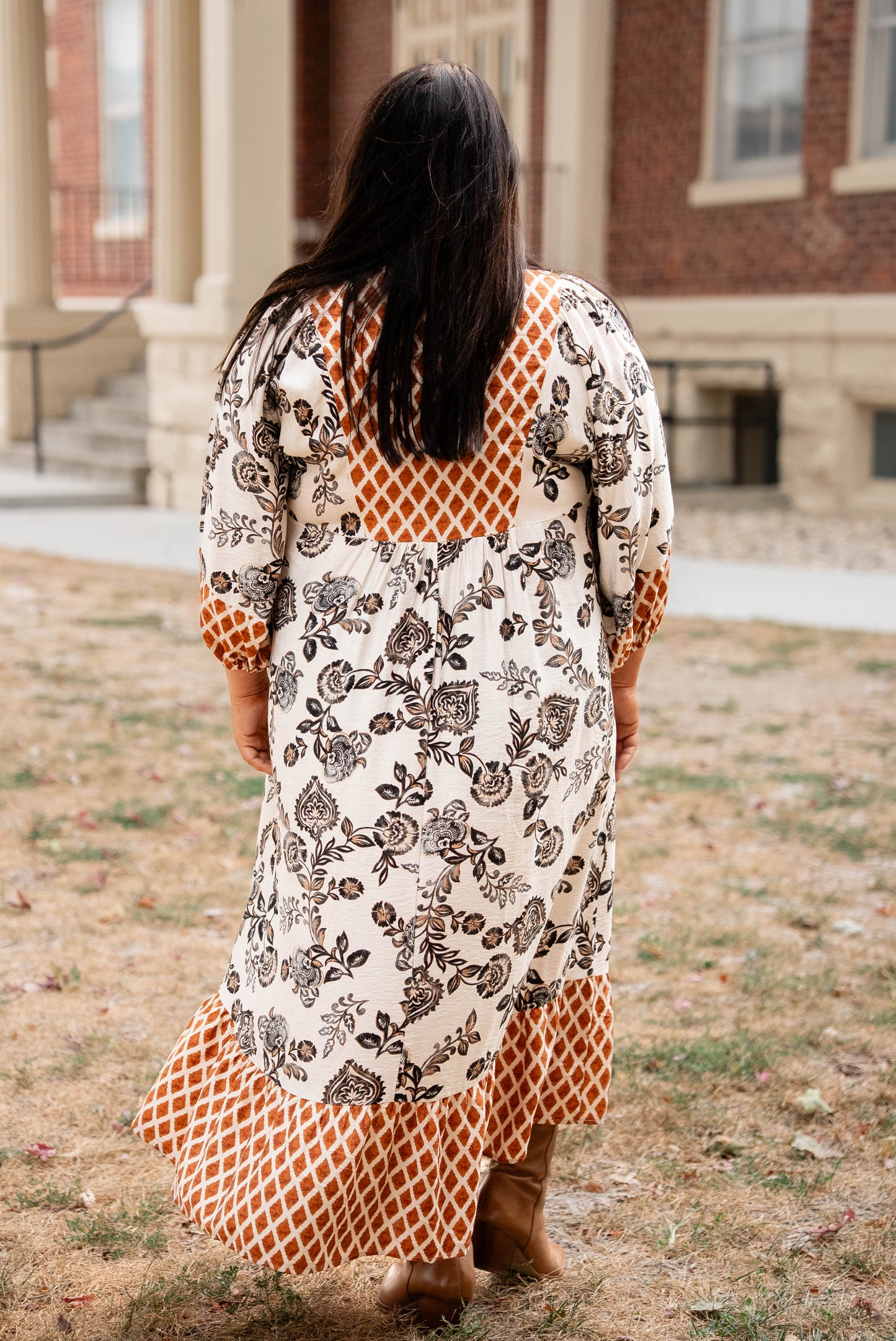 Adelaide Mixed Print Boho Midi Dress