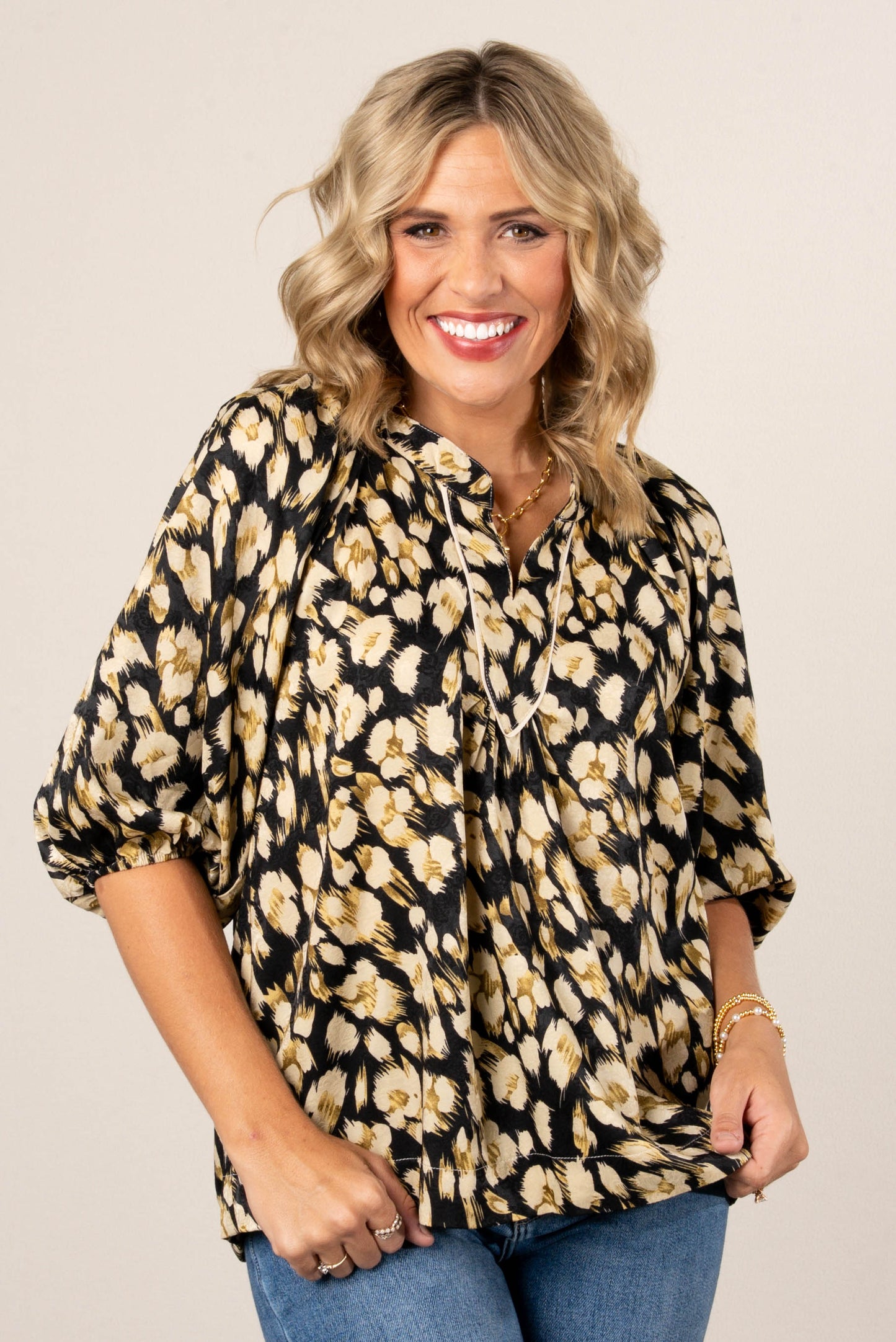 Kelley Floral Split Neck Blouse