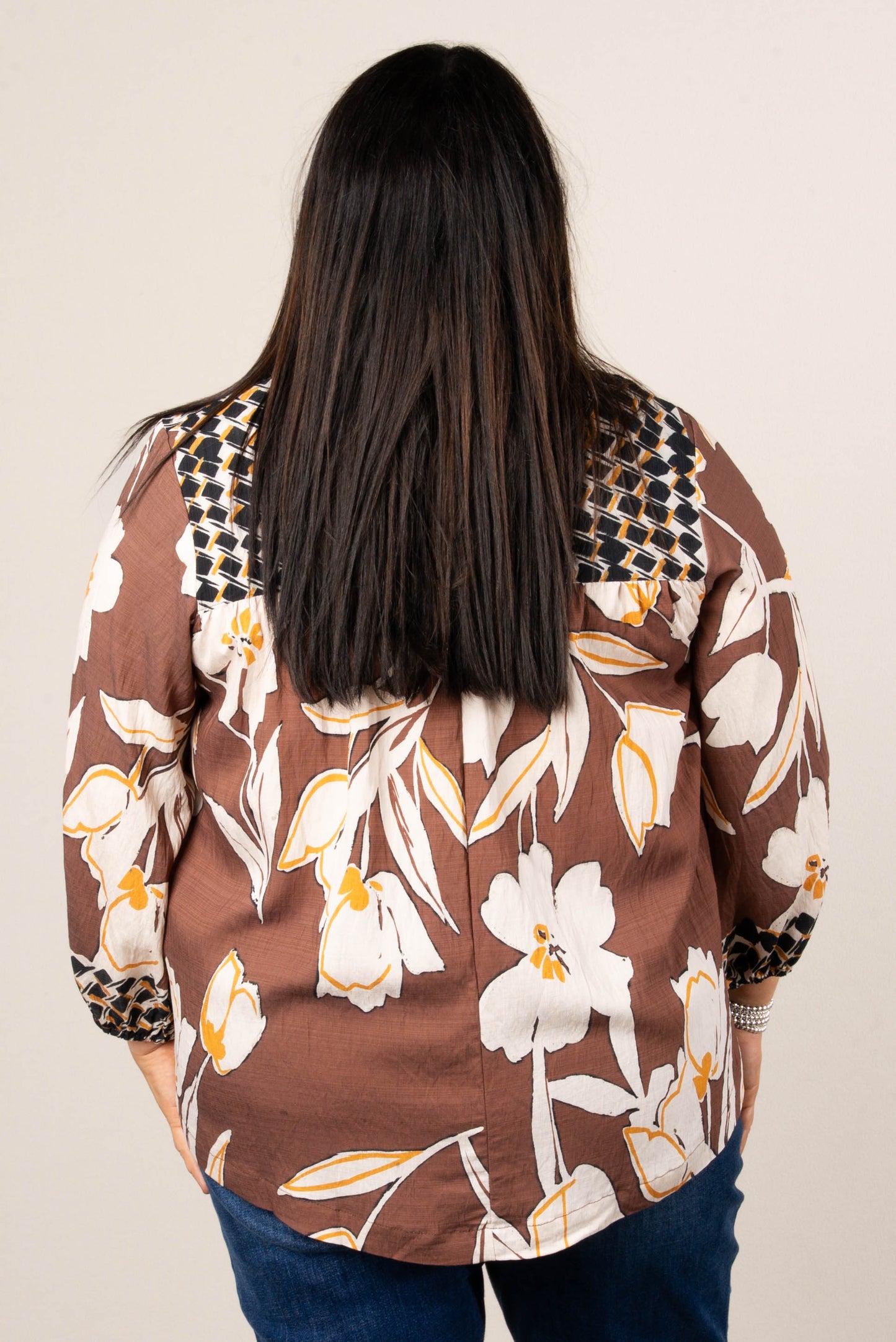 Susanna Mixed Print Babydoll Blouse