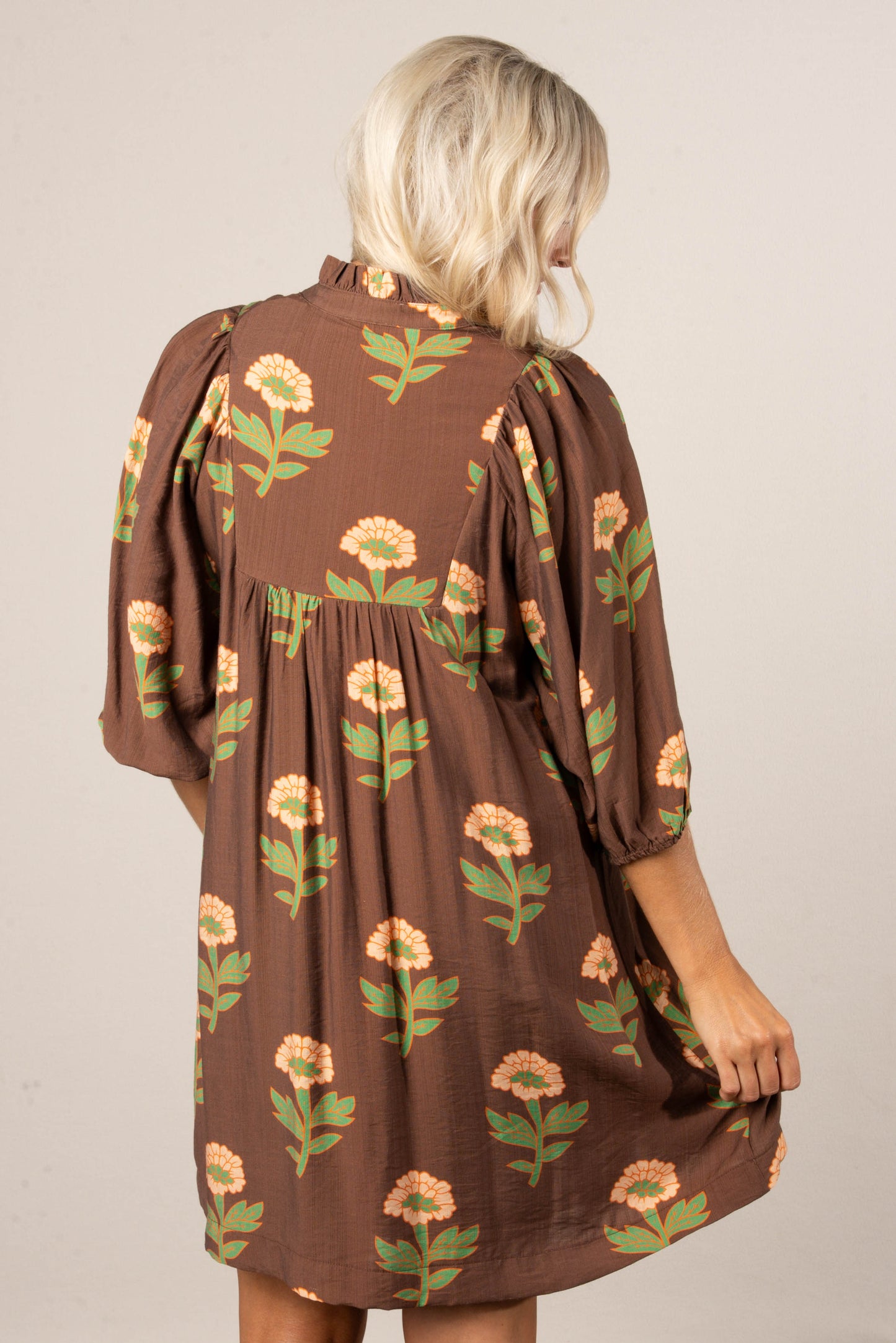 Marley Floral Frill Neck Dress