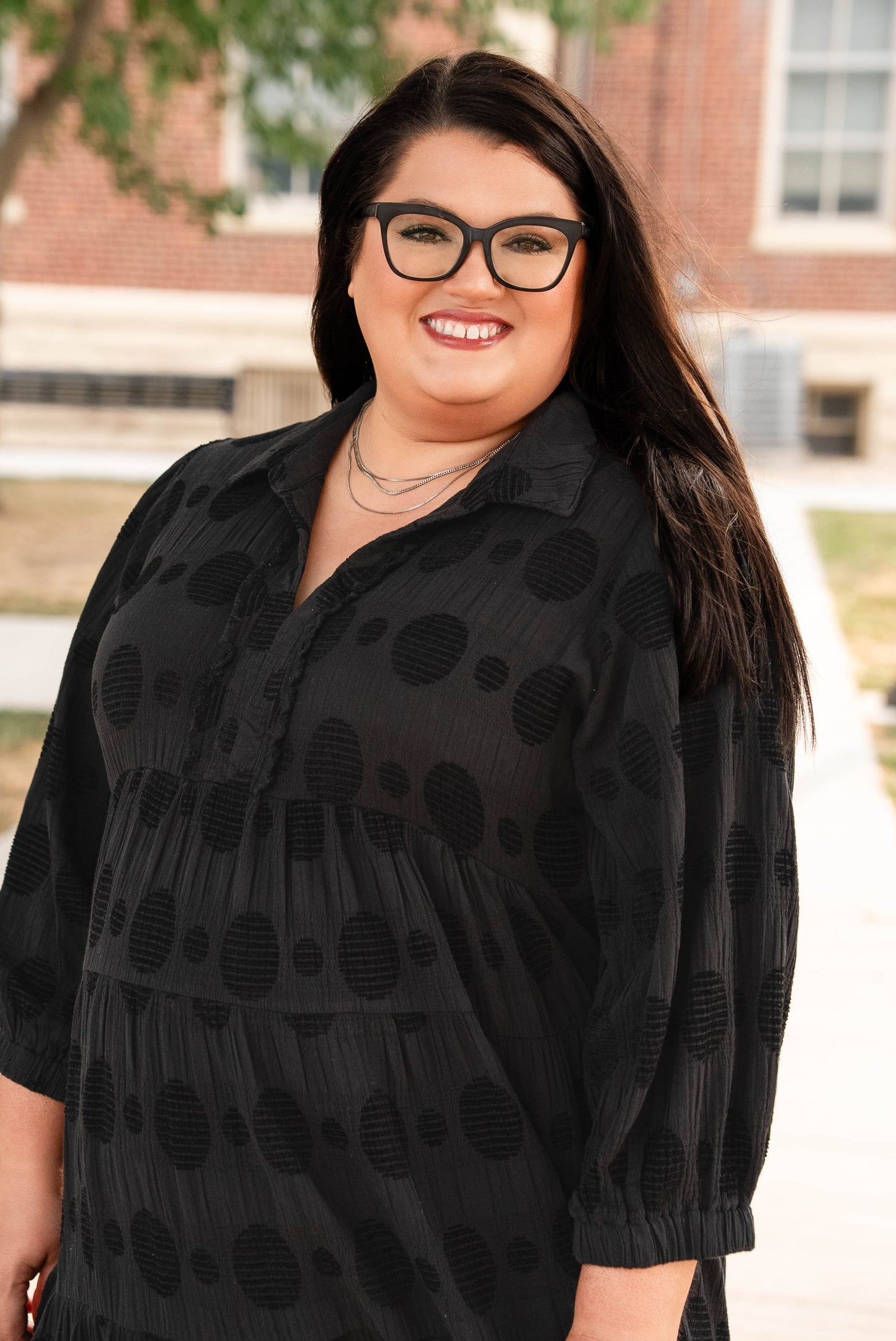Rachel Textured Dot Tiered Midi Dress