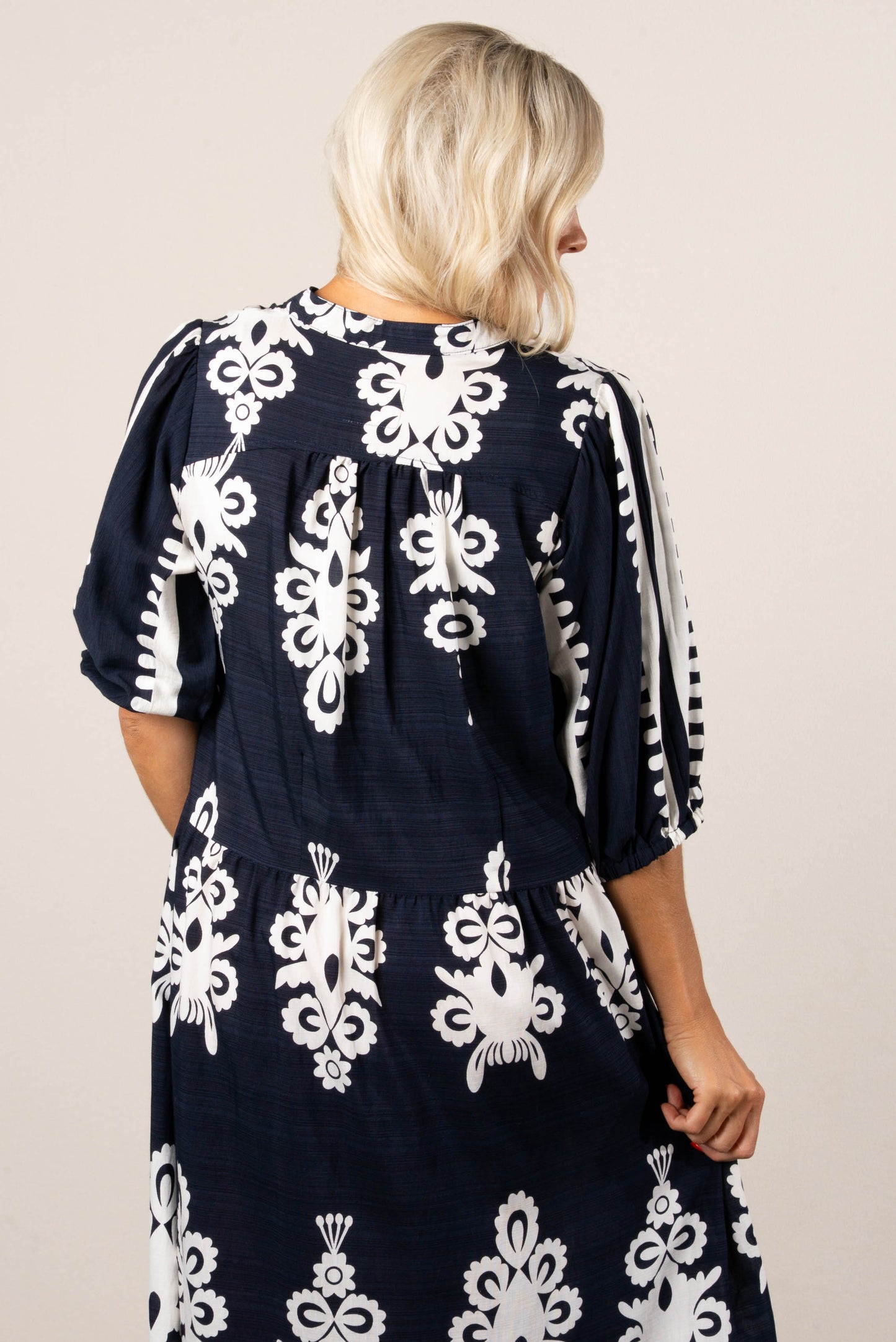 Hannah Boho Motif Tiered Midi Dress