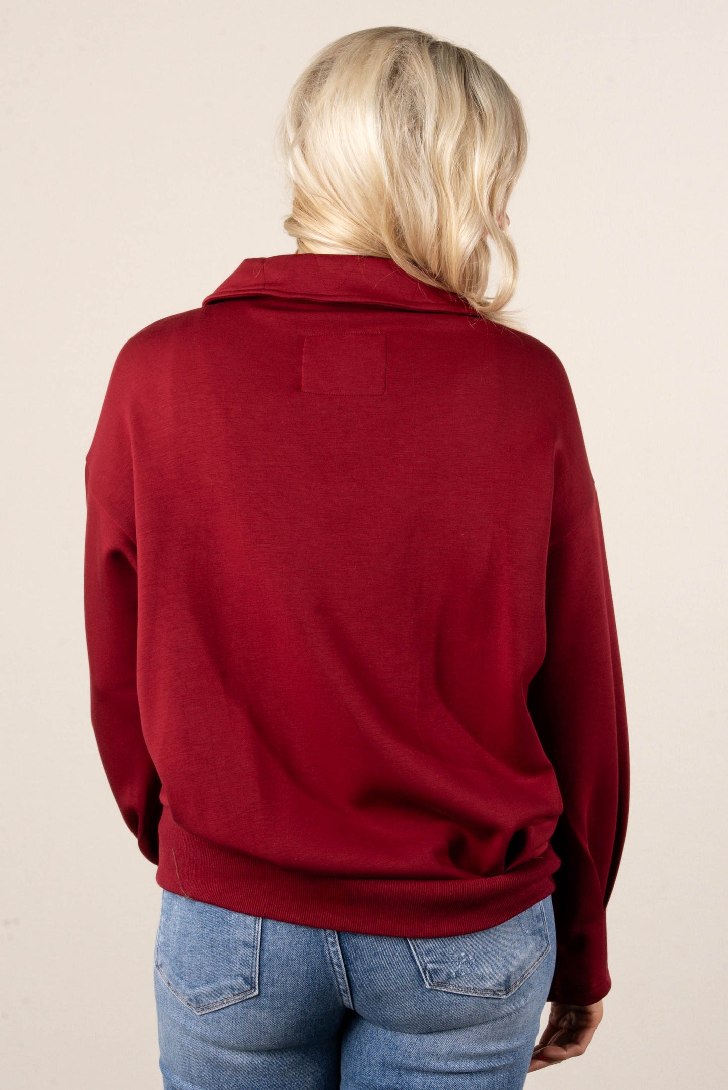 Kristina Collared Pleat Cuff Pullover