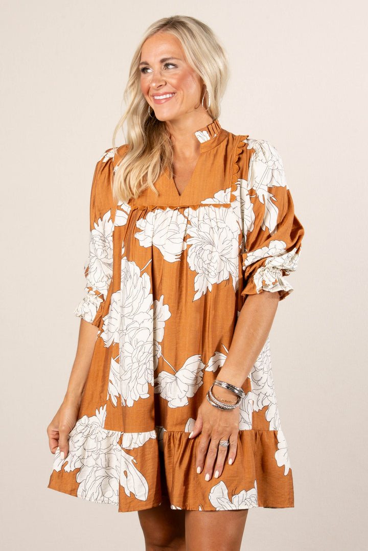Ivy Floral Frill Neck Babydoll Dress