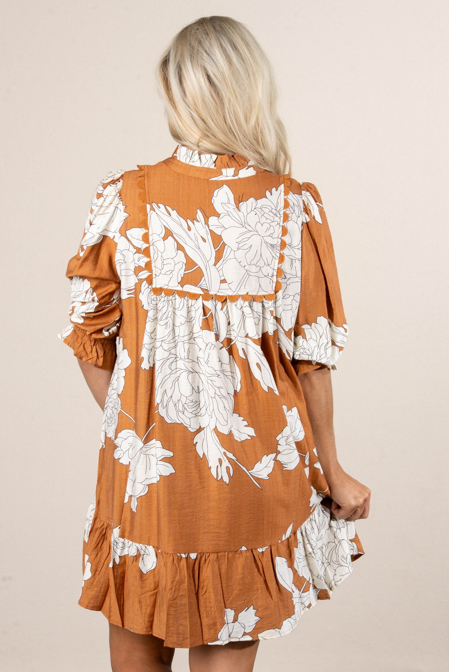 Ivy Floral Frill Neck Babydoll Dress