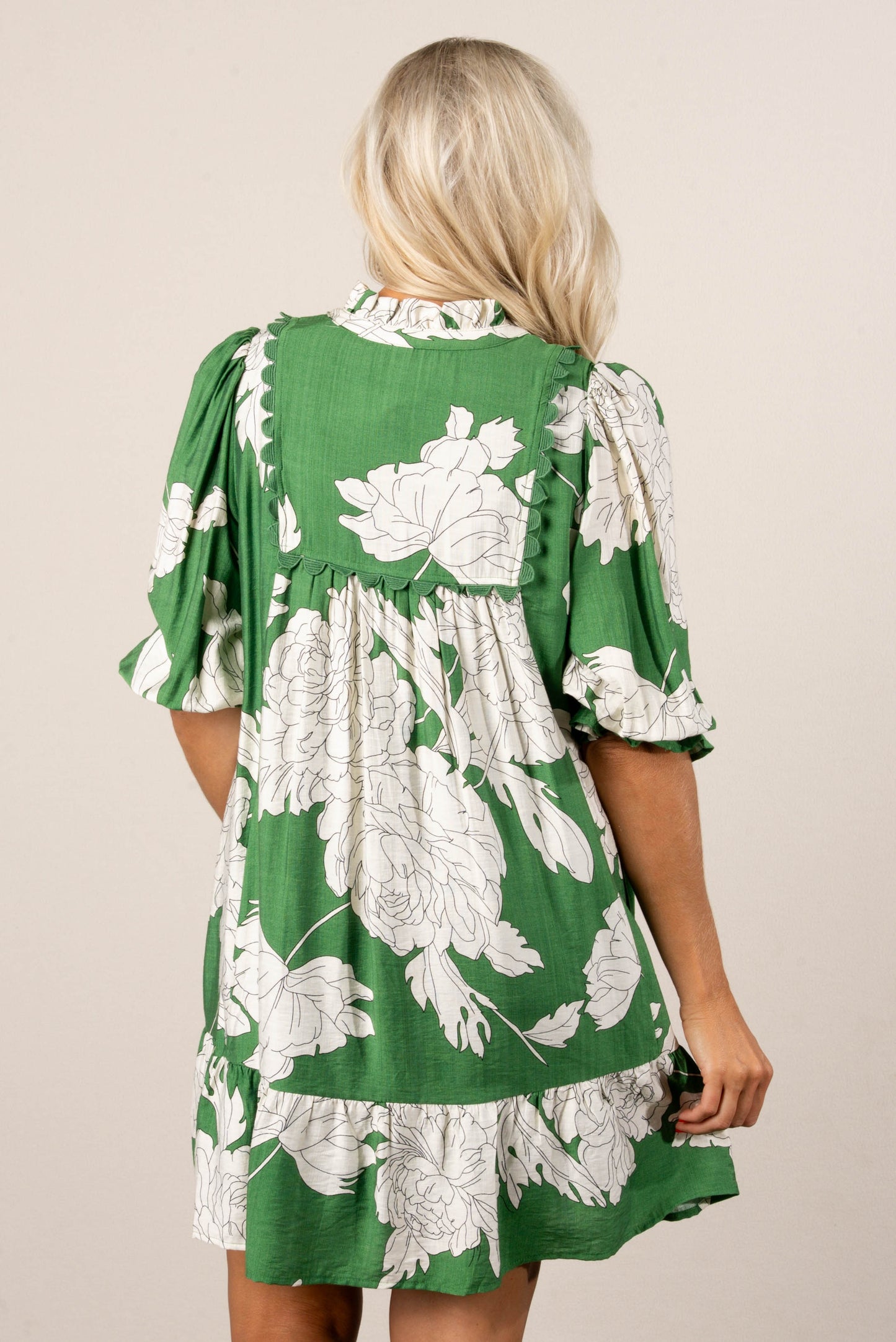 Ivy Floral Frill Neck Babydoll Dress