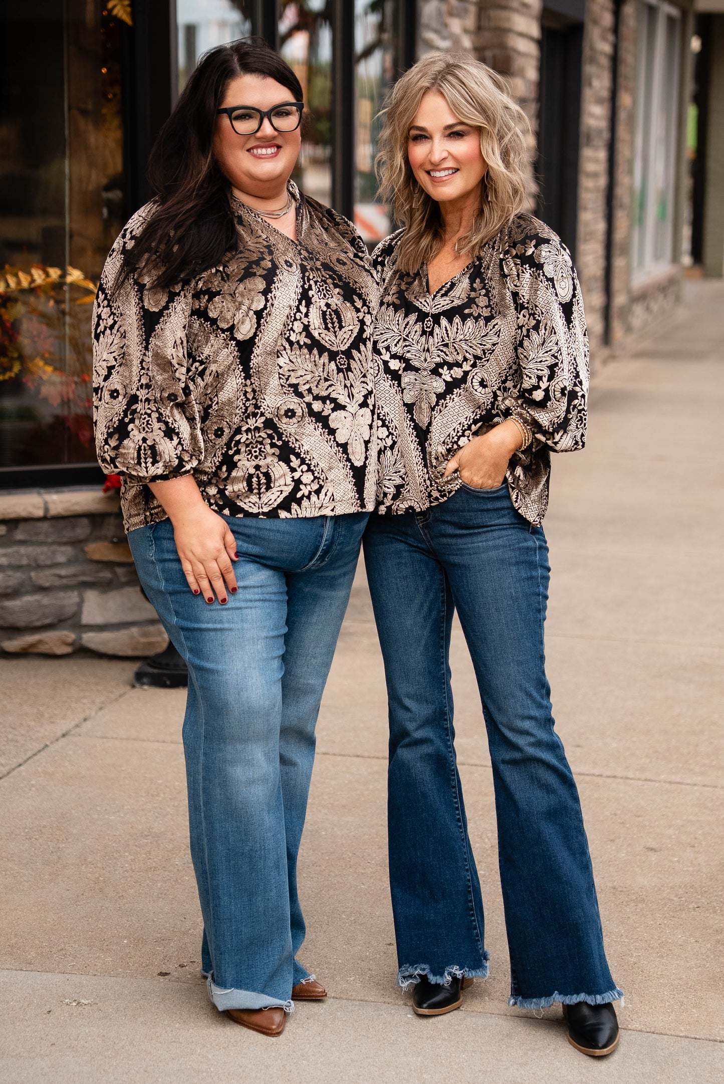 Eloise Damask Velvet High Neck Top
