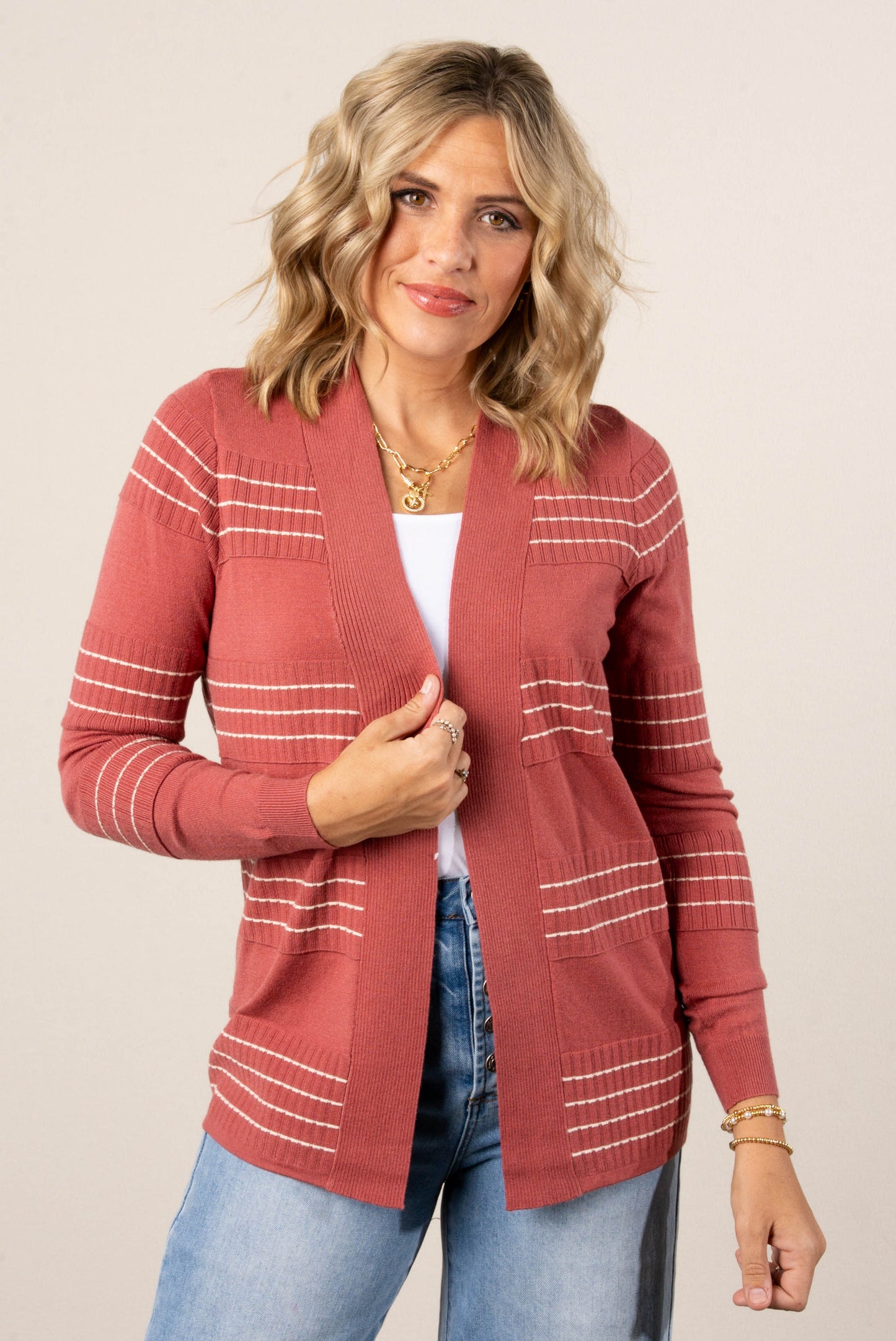 Lilly Stitch Striped Sweater Cardigan