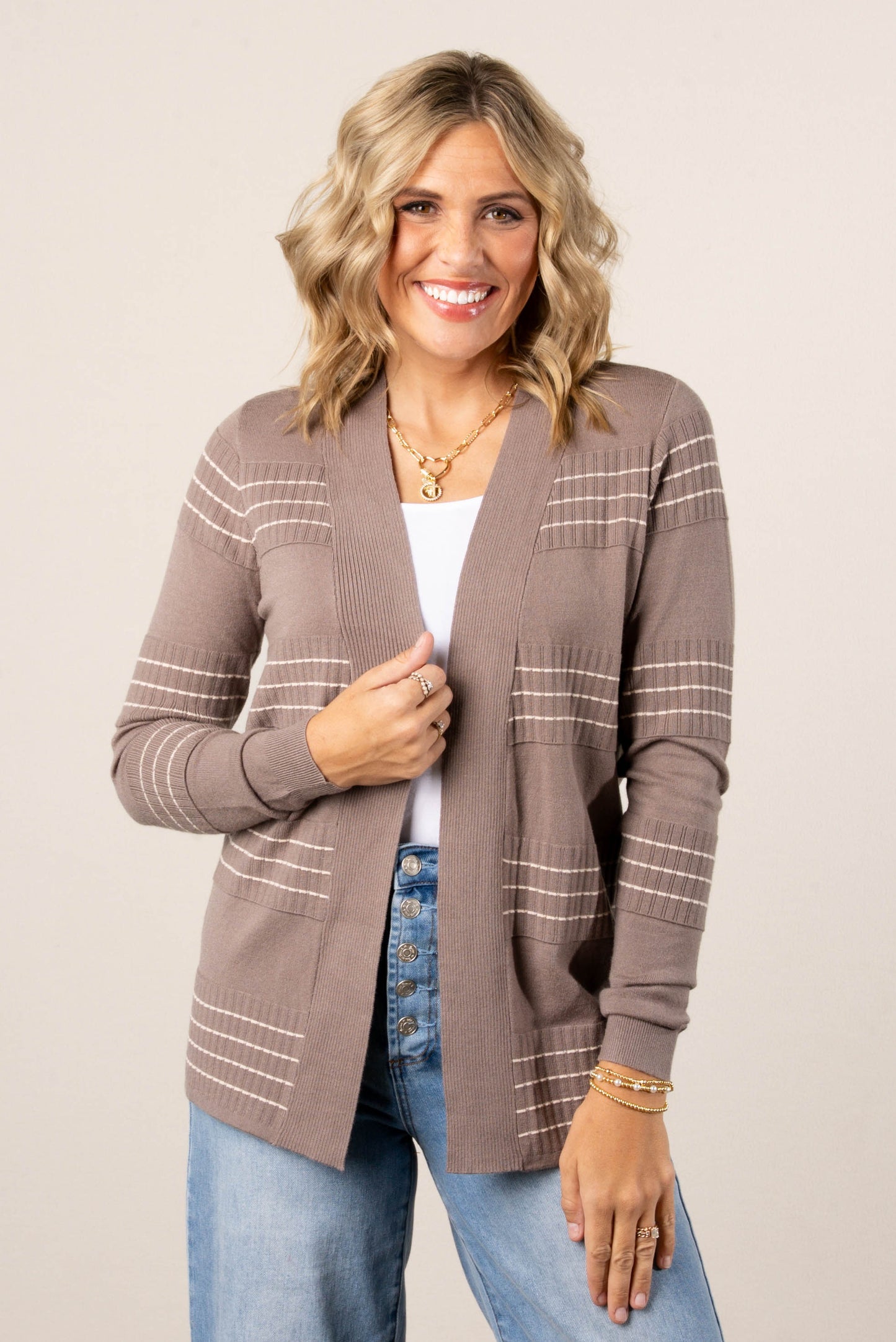 Lilly Stitch Striped Sweater Cardigan