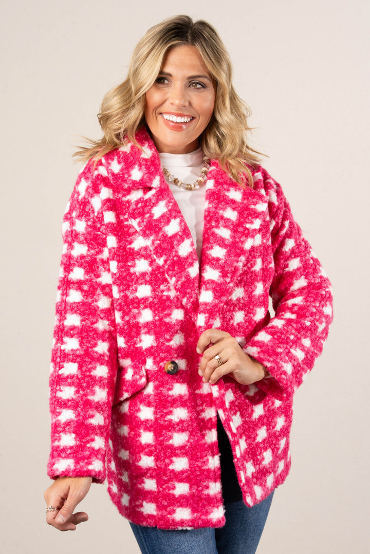 Saylor Houndstooth Boucle Coat
