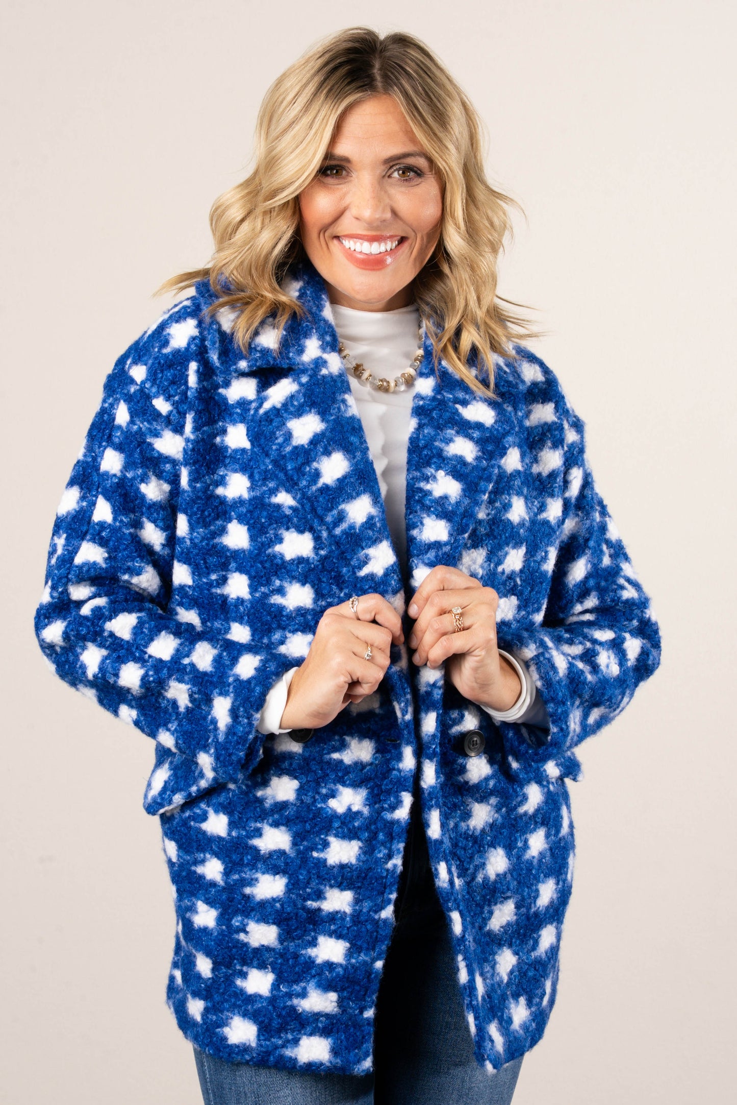 Saylor Houndstooth Boucle Coat