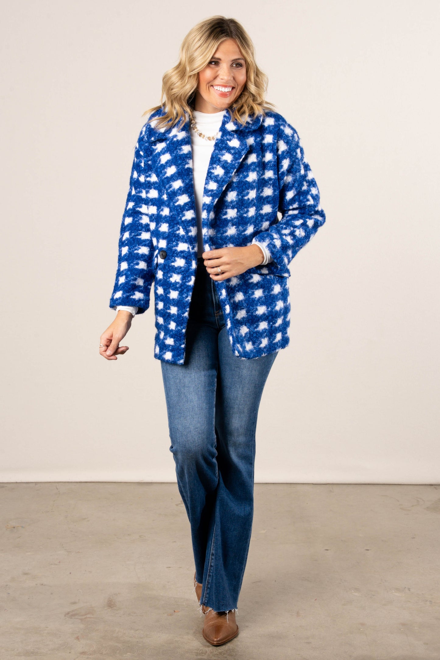 Saylor Houndstooth Boucle Coat