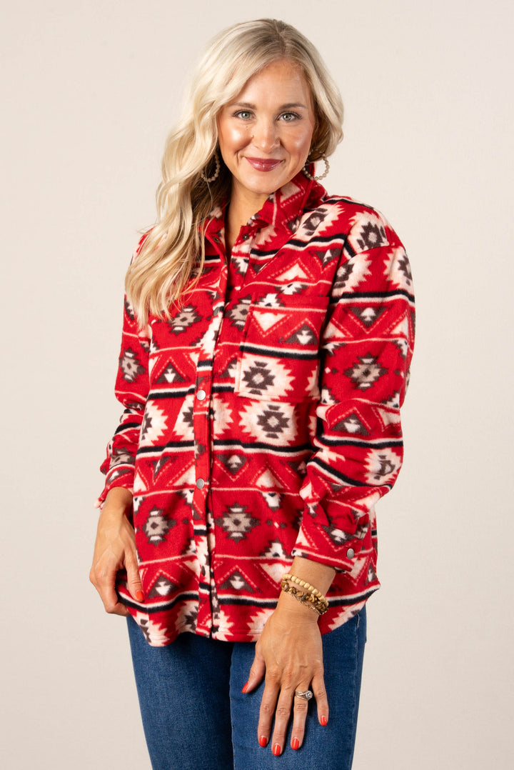 Maya Printed Fleece Shacket