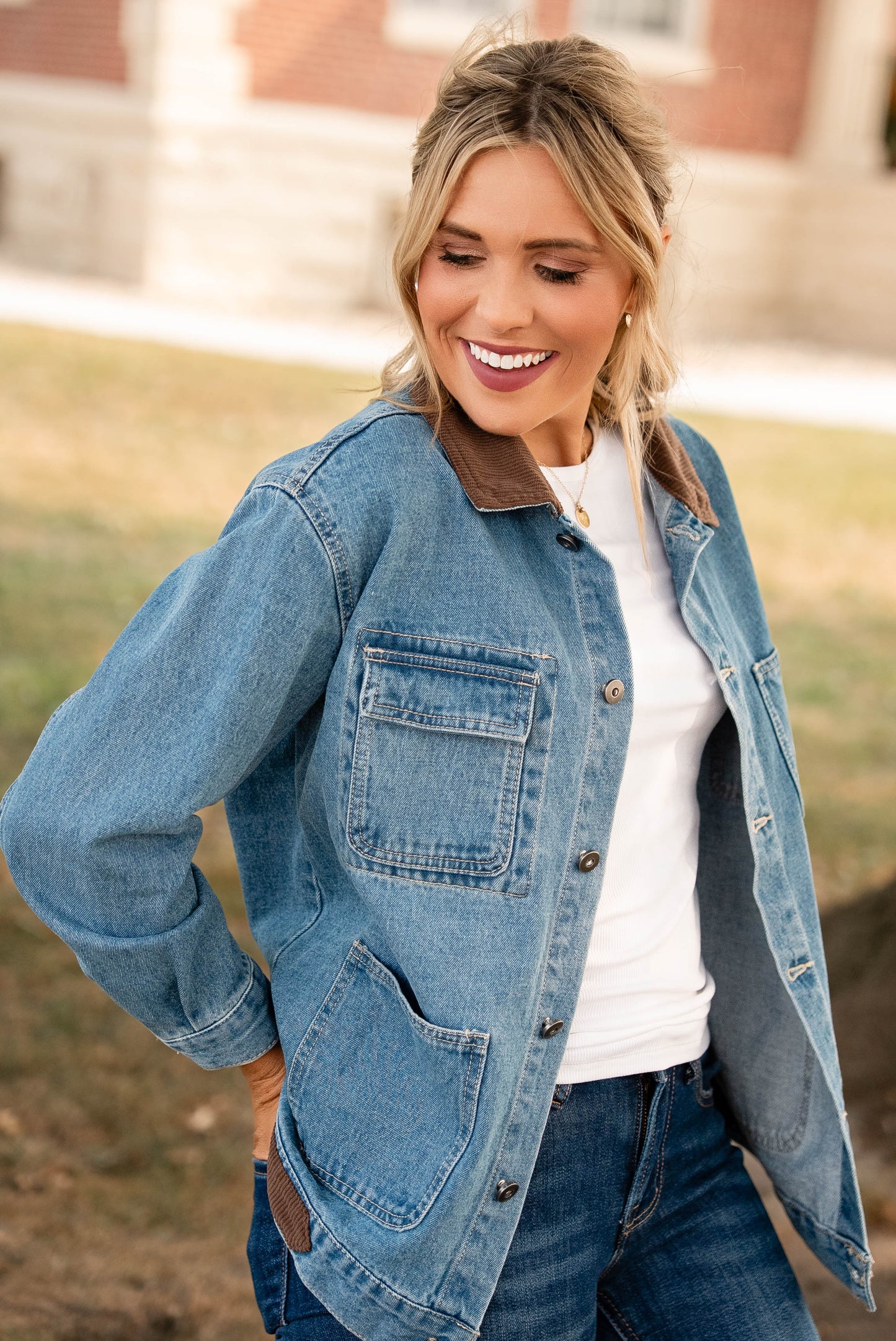 Audrey Corduroy Contrast Denim Jacket