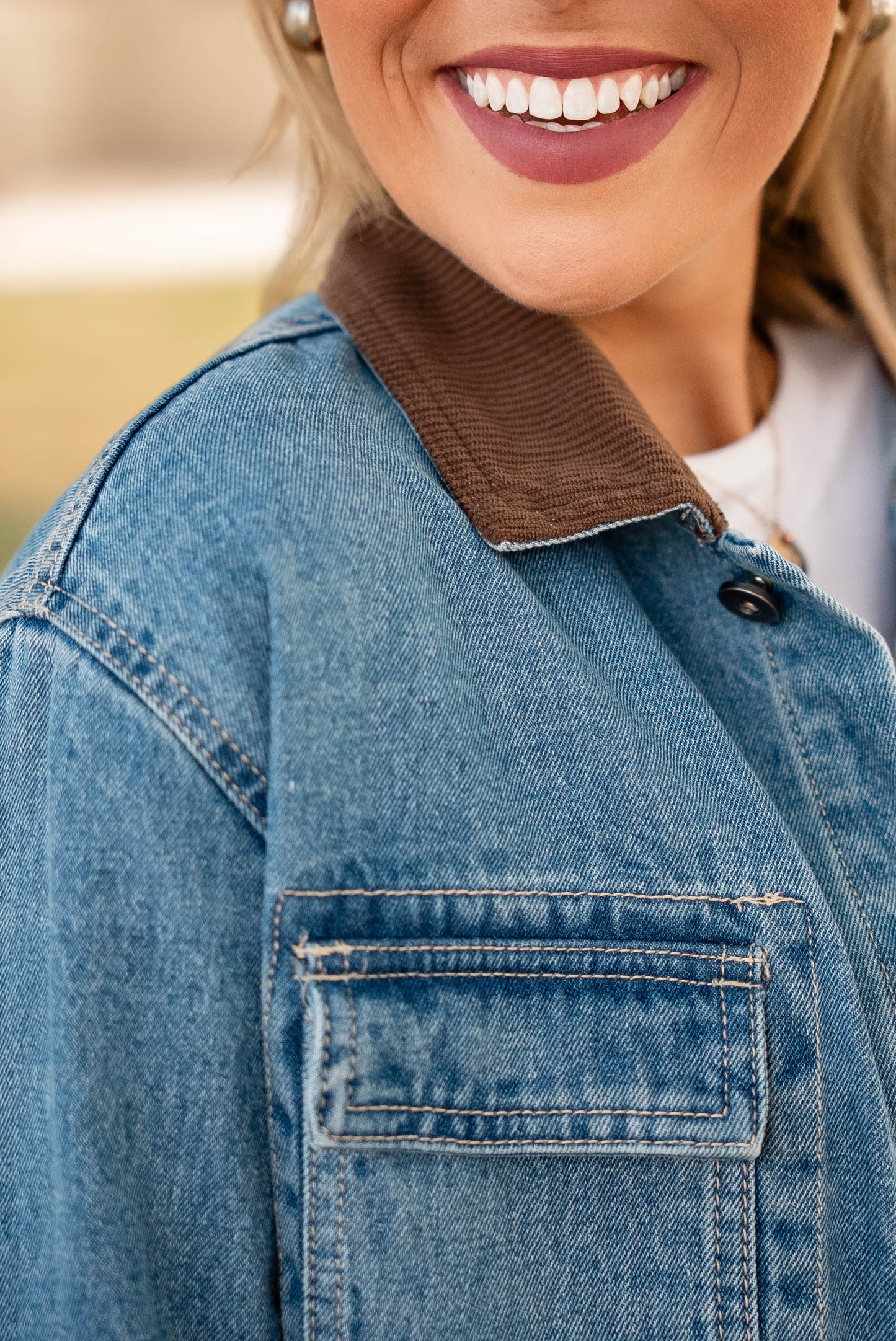 Audrey Corduroy Contrast Denim Jacket