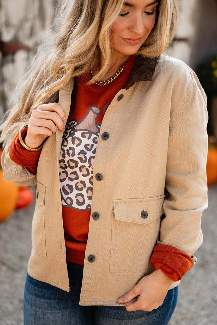 Athena Corduroy Collar Twill Jacket