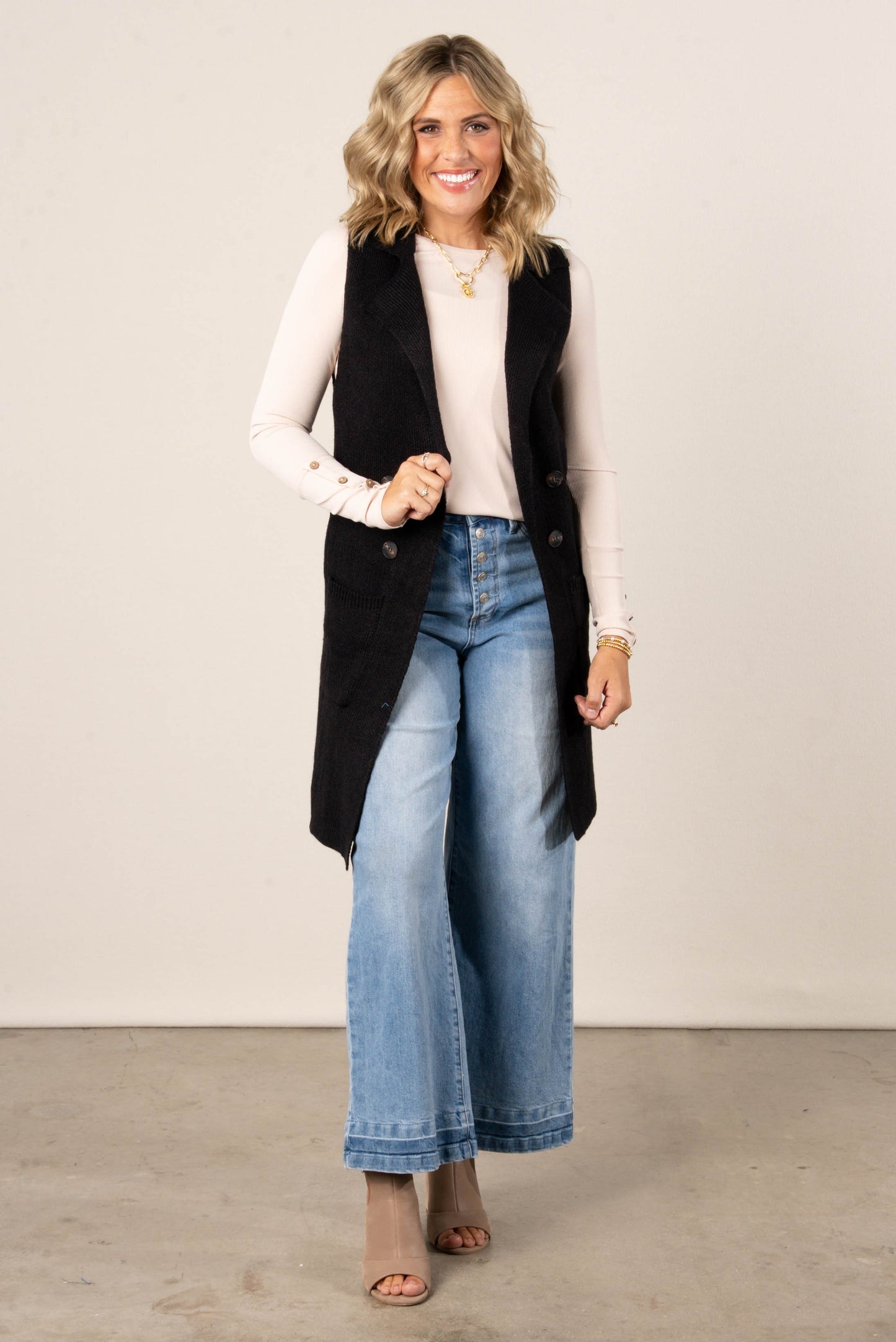 Anna Open Front Sweater Vest