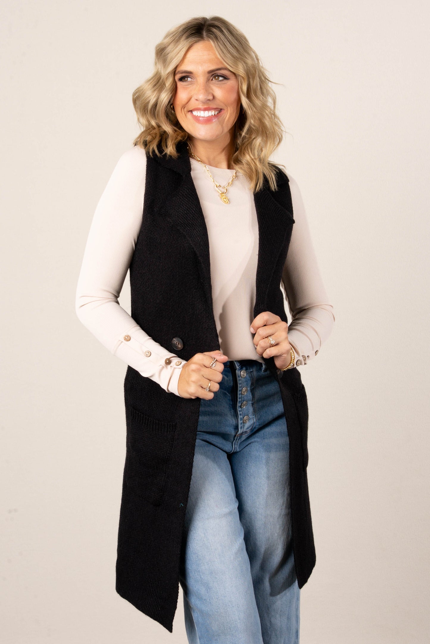 Anna Open Front Sweater Vest