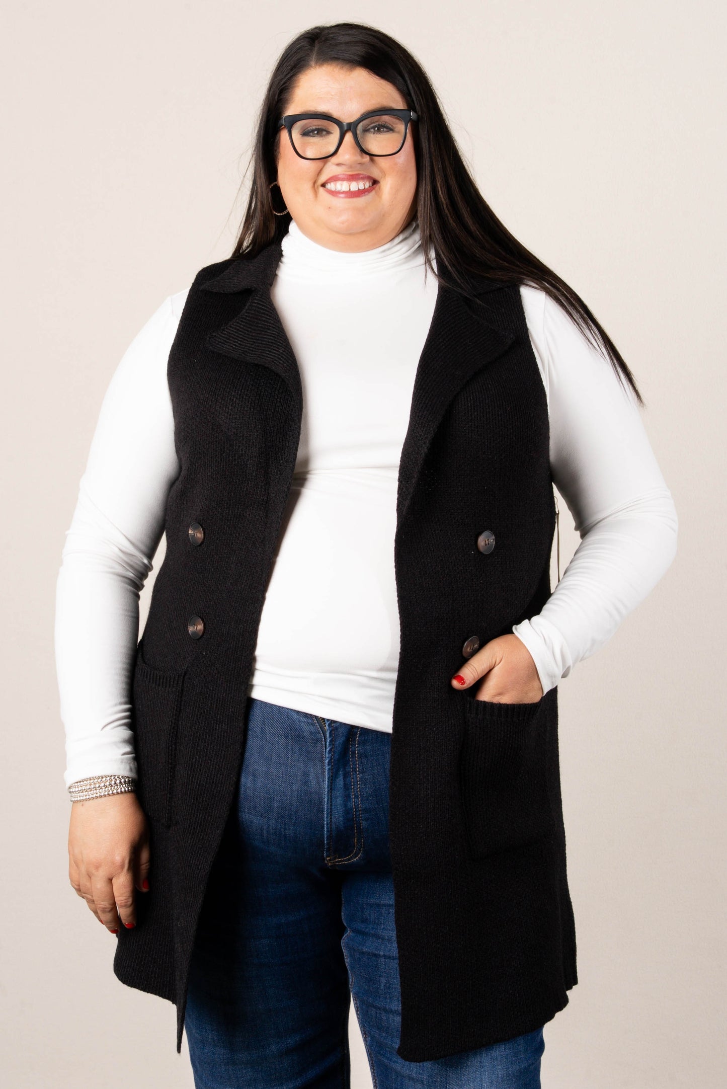 Anna Open Front Sweater Vest