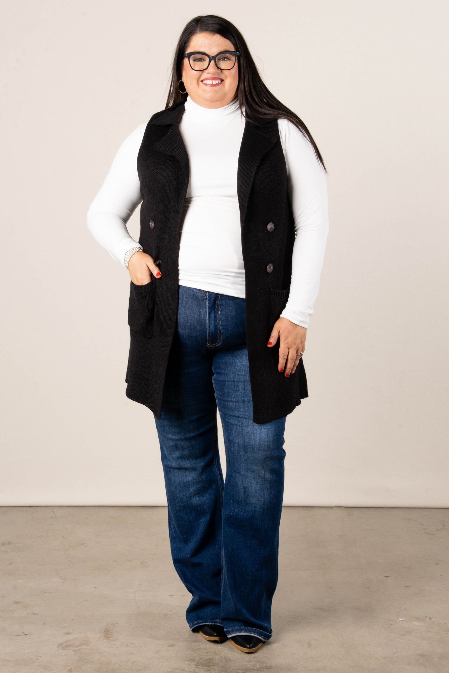 Anna Open Front Sweater Vest