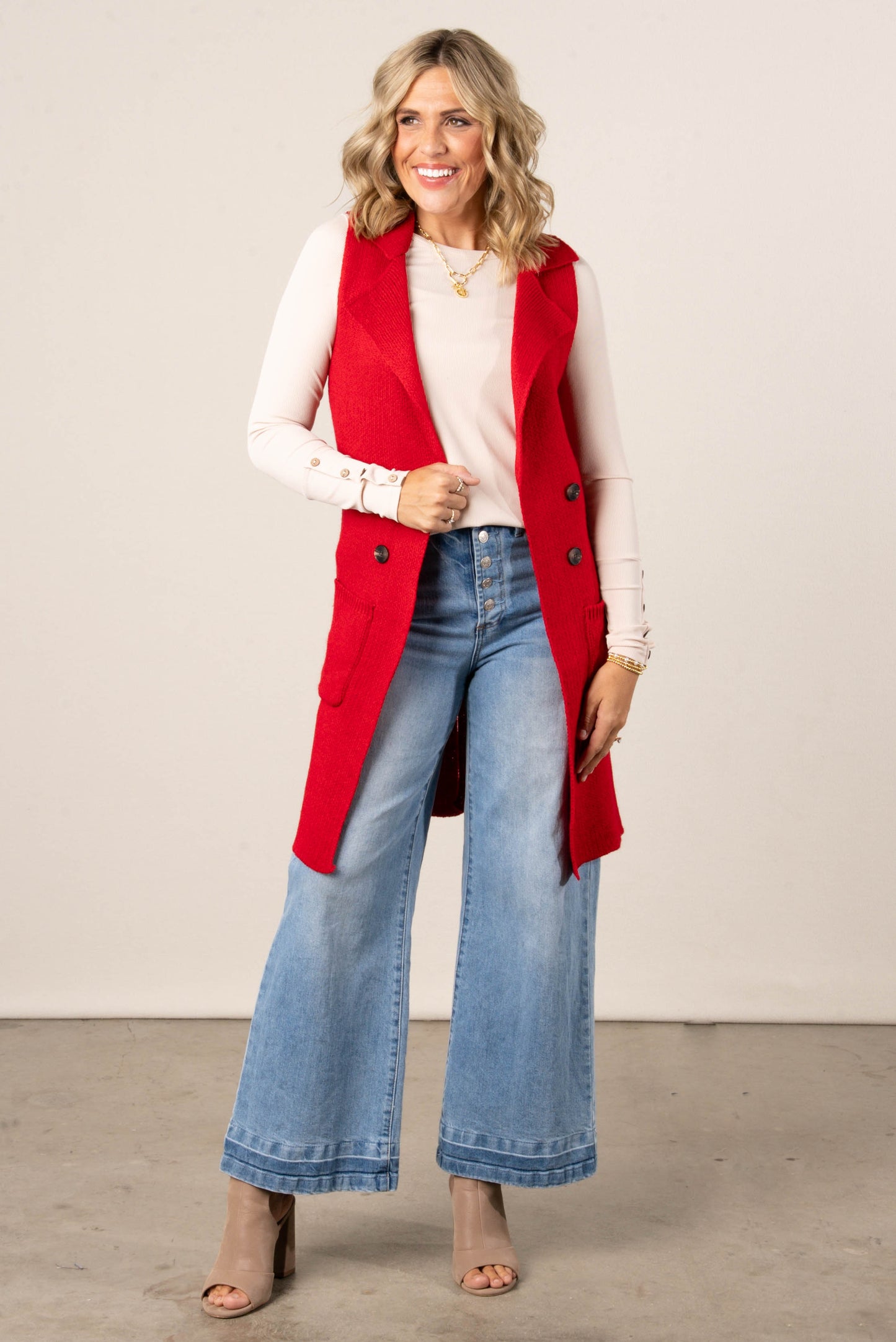 Anna Open Front Sweater Vest
