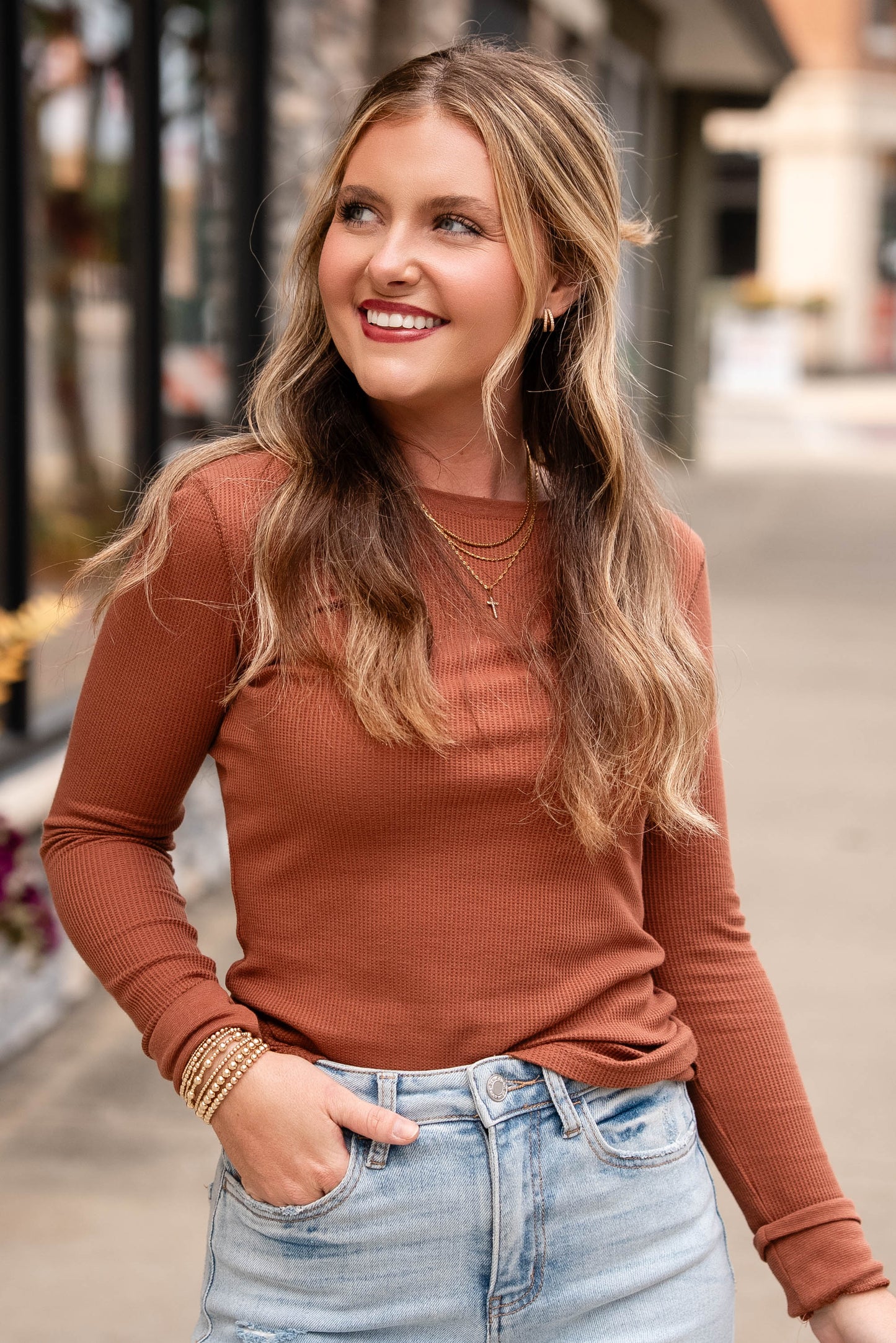 Gemma Thermal Knit Layering Top