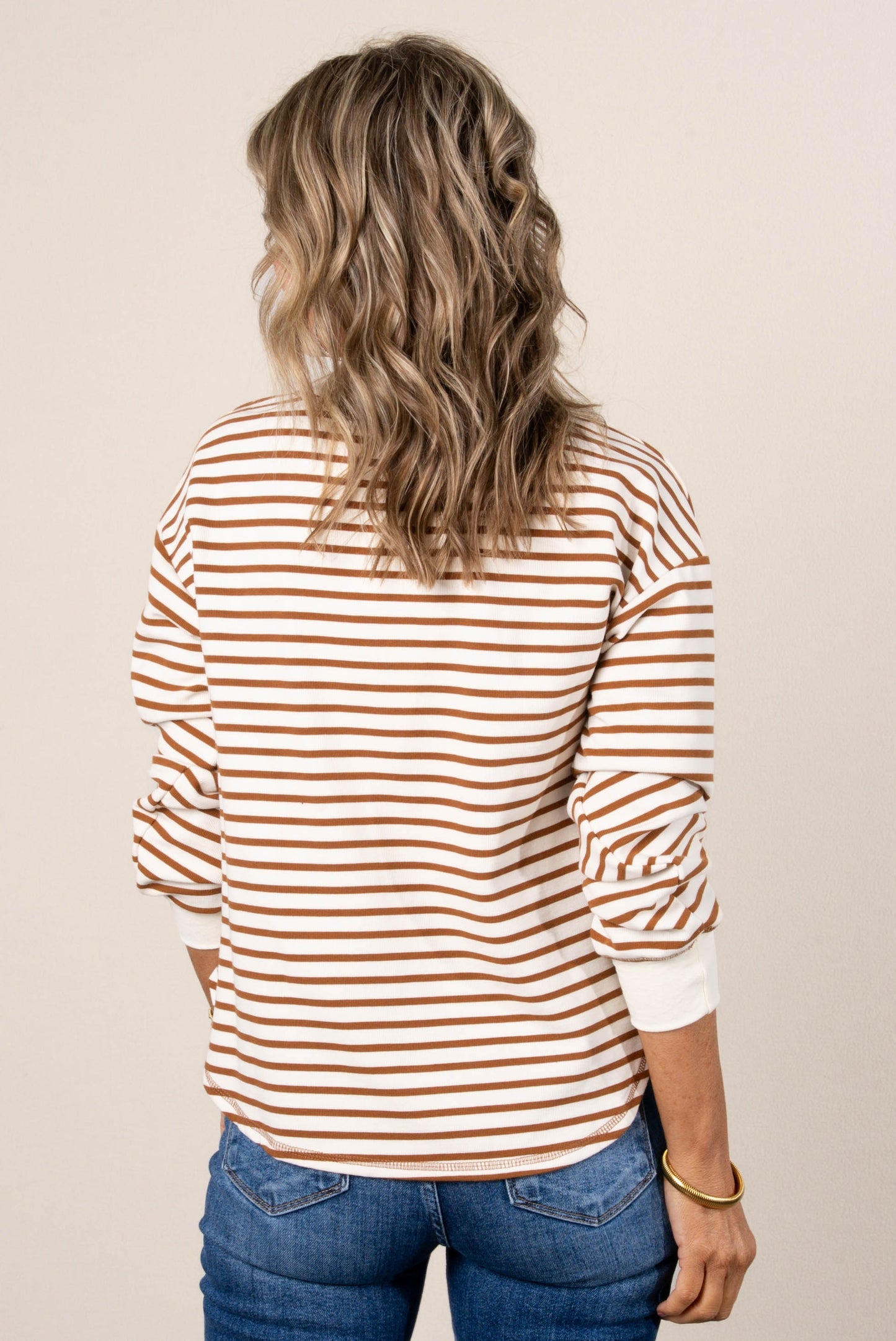 Stacey Striped Snap Henley Top