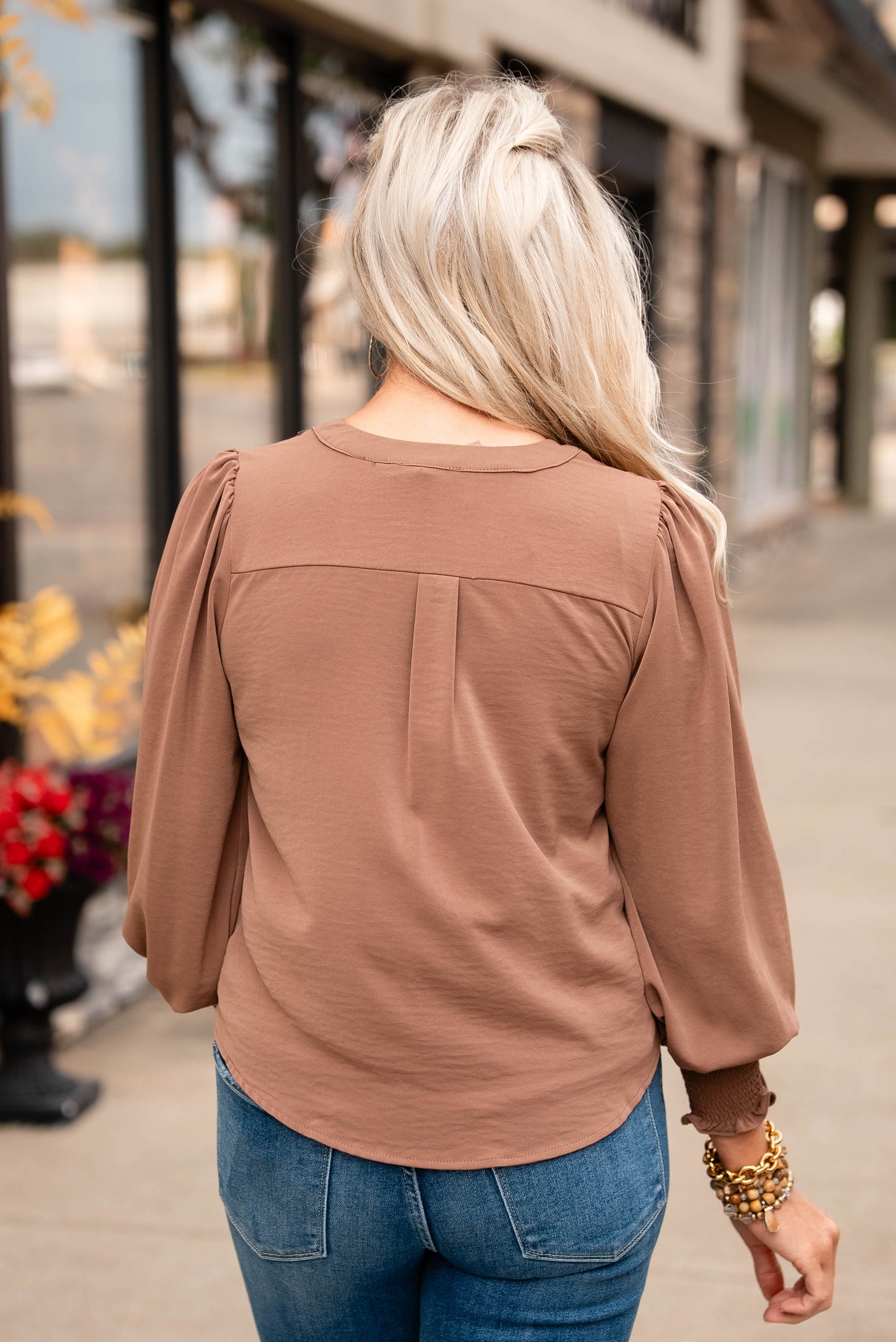 Sherry Crepe Knit Tie Neck Blouse