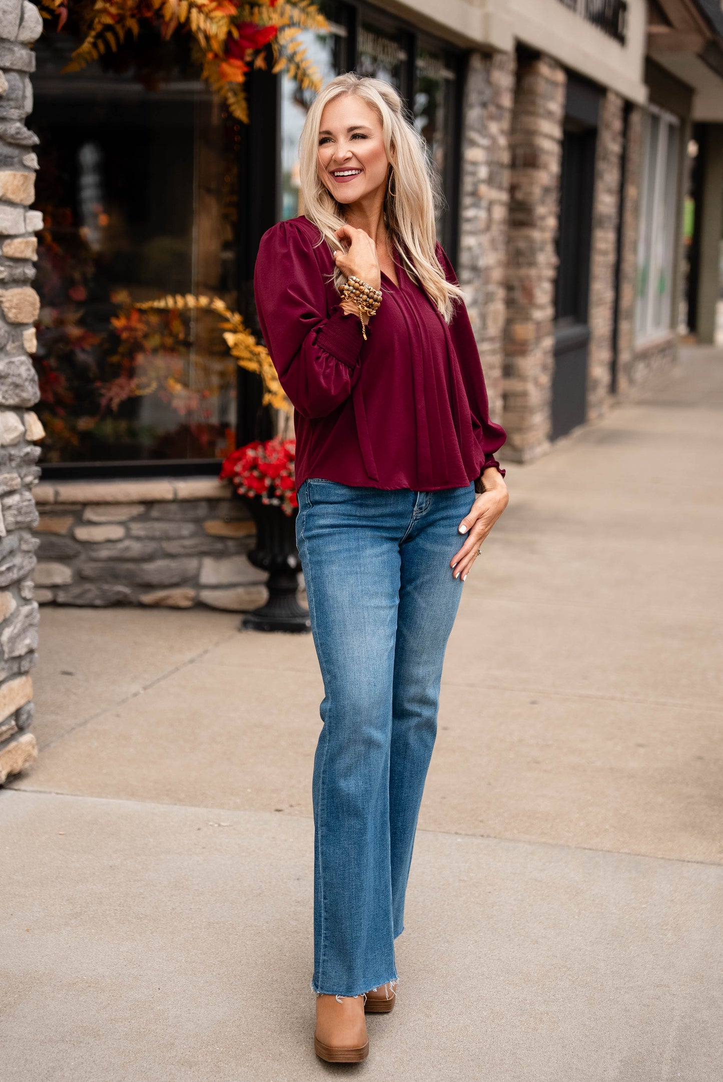 Sherry Crepe Knit Tie Neck Blouse