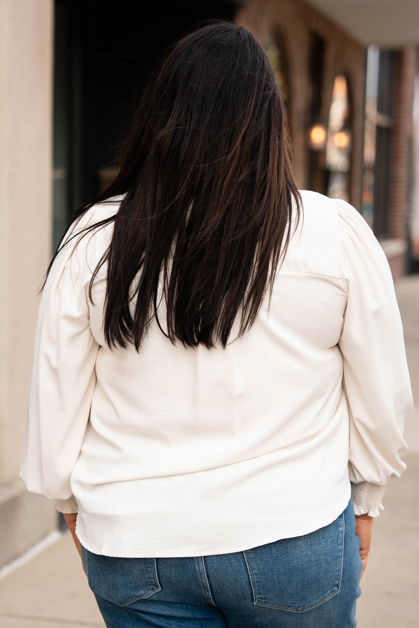 Sherry Crepe Knit Tie Neck Blouse