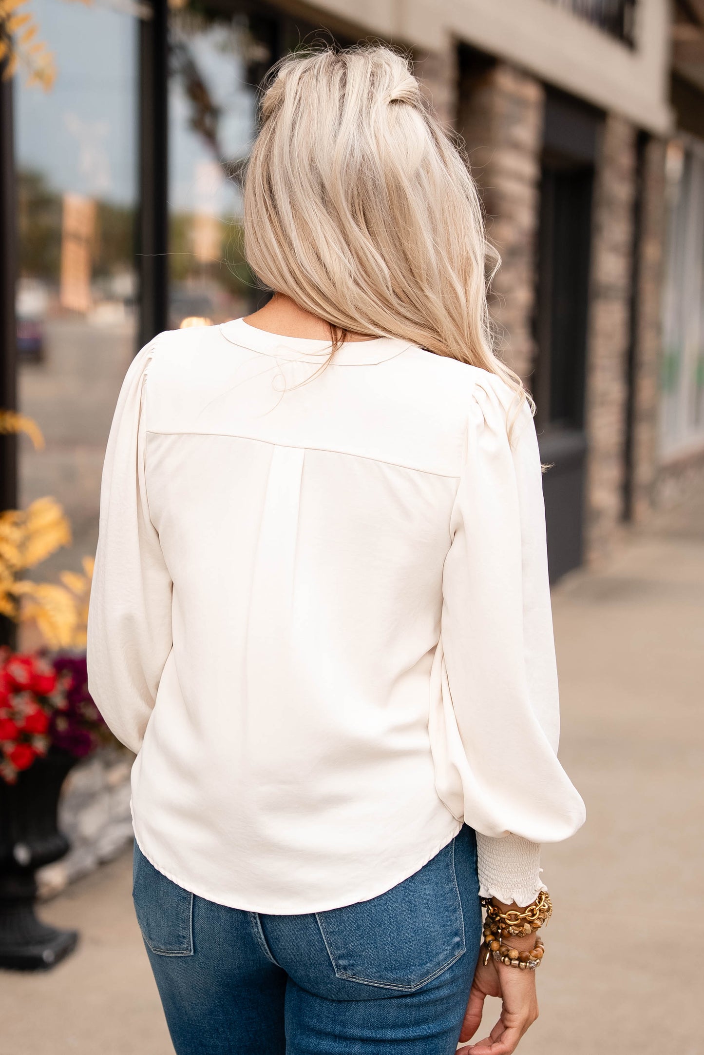 Sherry Crepe Knit Tie Neck Blouse