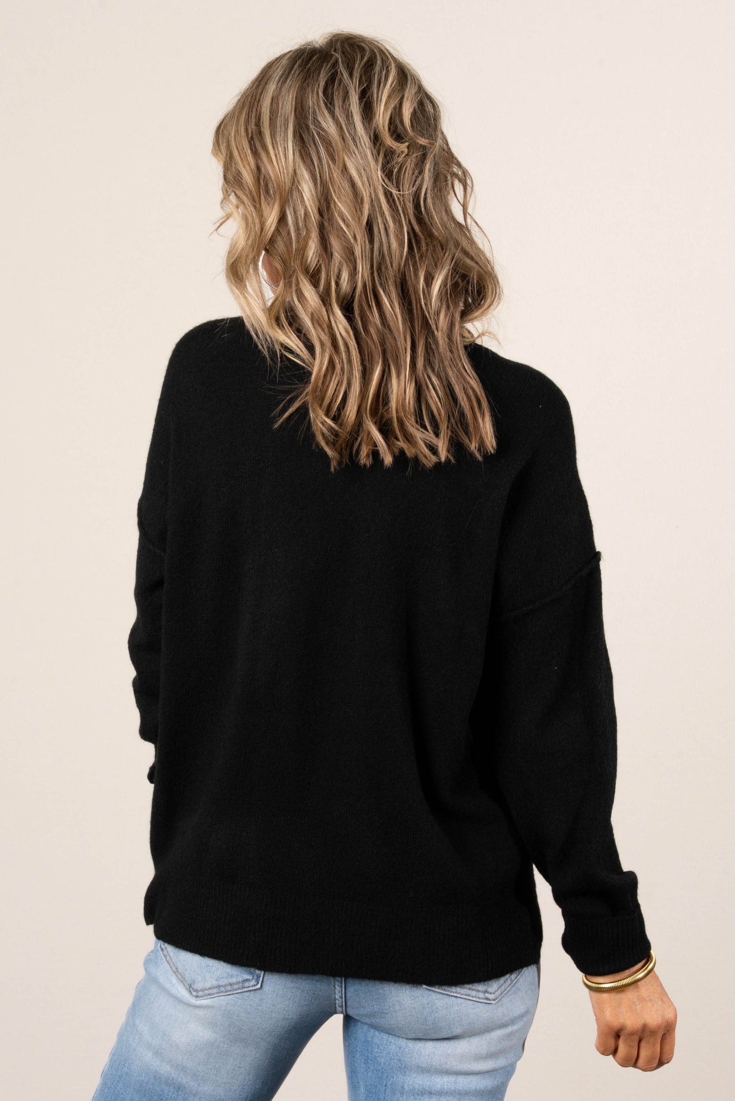 Mari Marled Knit Front Seam Sweater