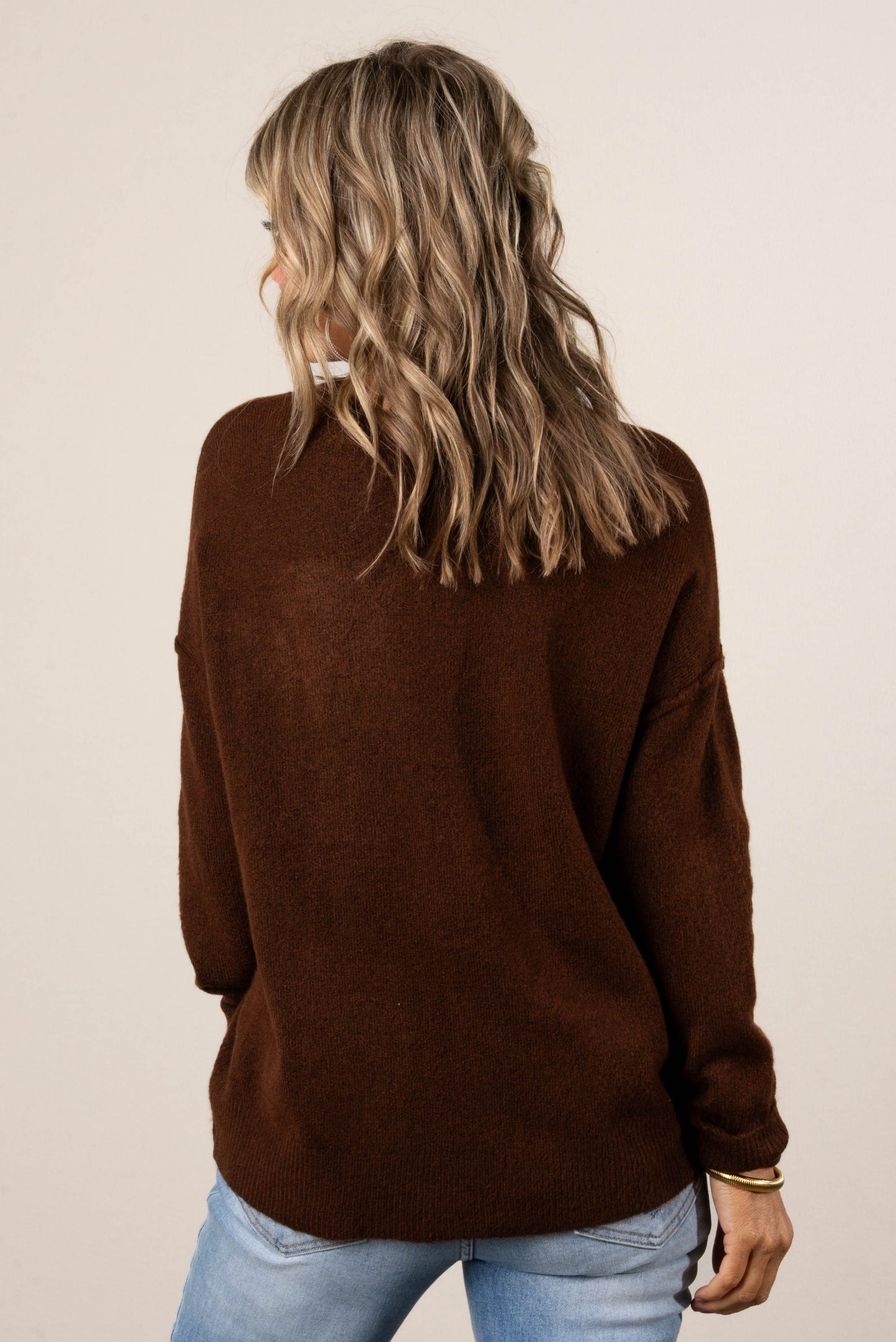 Mari Marled Knit Front Seam Sweater