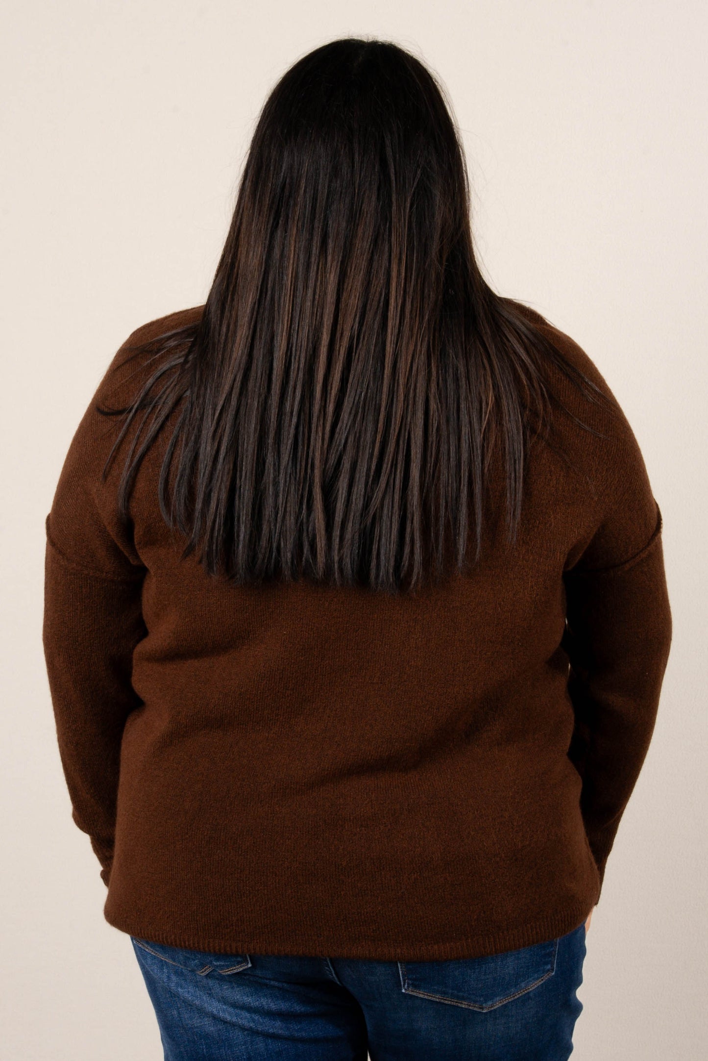 Mari Marled Knit Front Seam Sweater