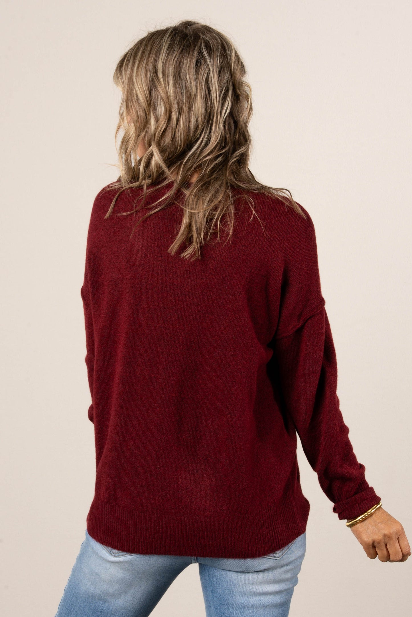 Mari Marled Knit Front Seam Sweater